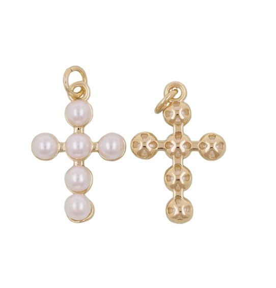 Pearl Cross Charm