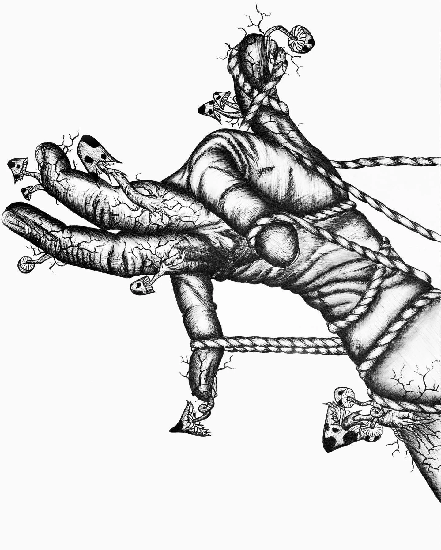 Pull me closer - This is old but one of my favorite drawings. 

Who wants to be my hand model? I need to replicate this with new acquired camera skills @irrelevant.exposure 

#selfportrait #flexible #doublejointed #rope