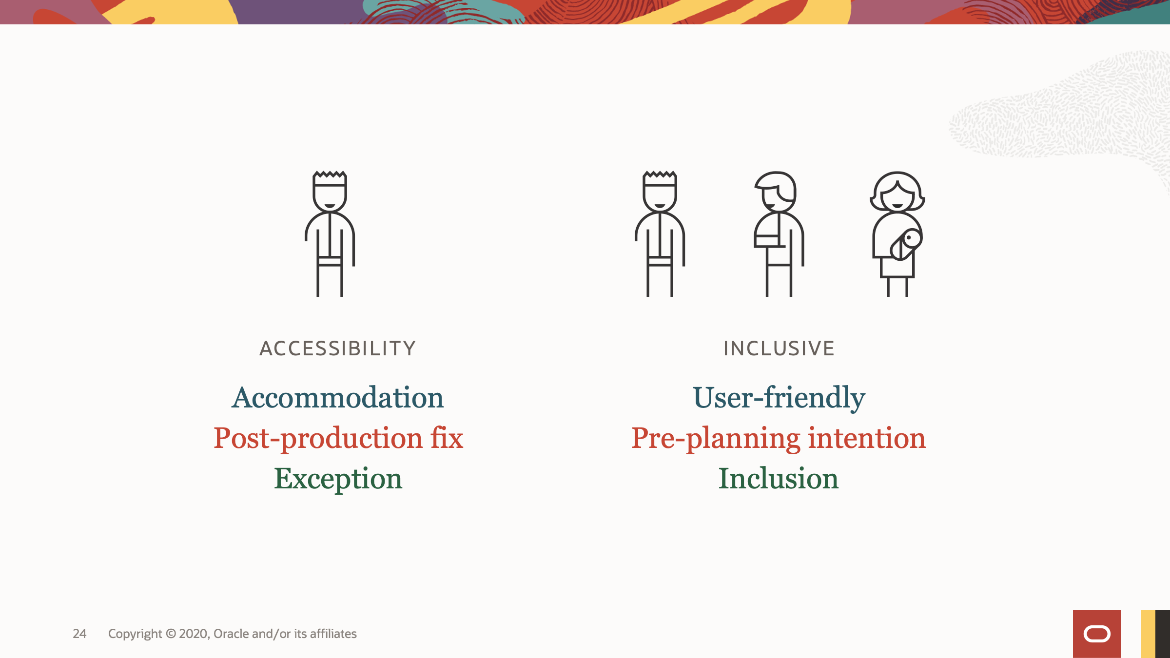 Accessibility is about accommodation. Inclusivity is planning with intention. 