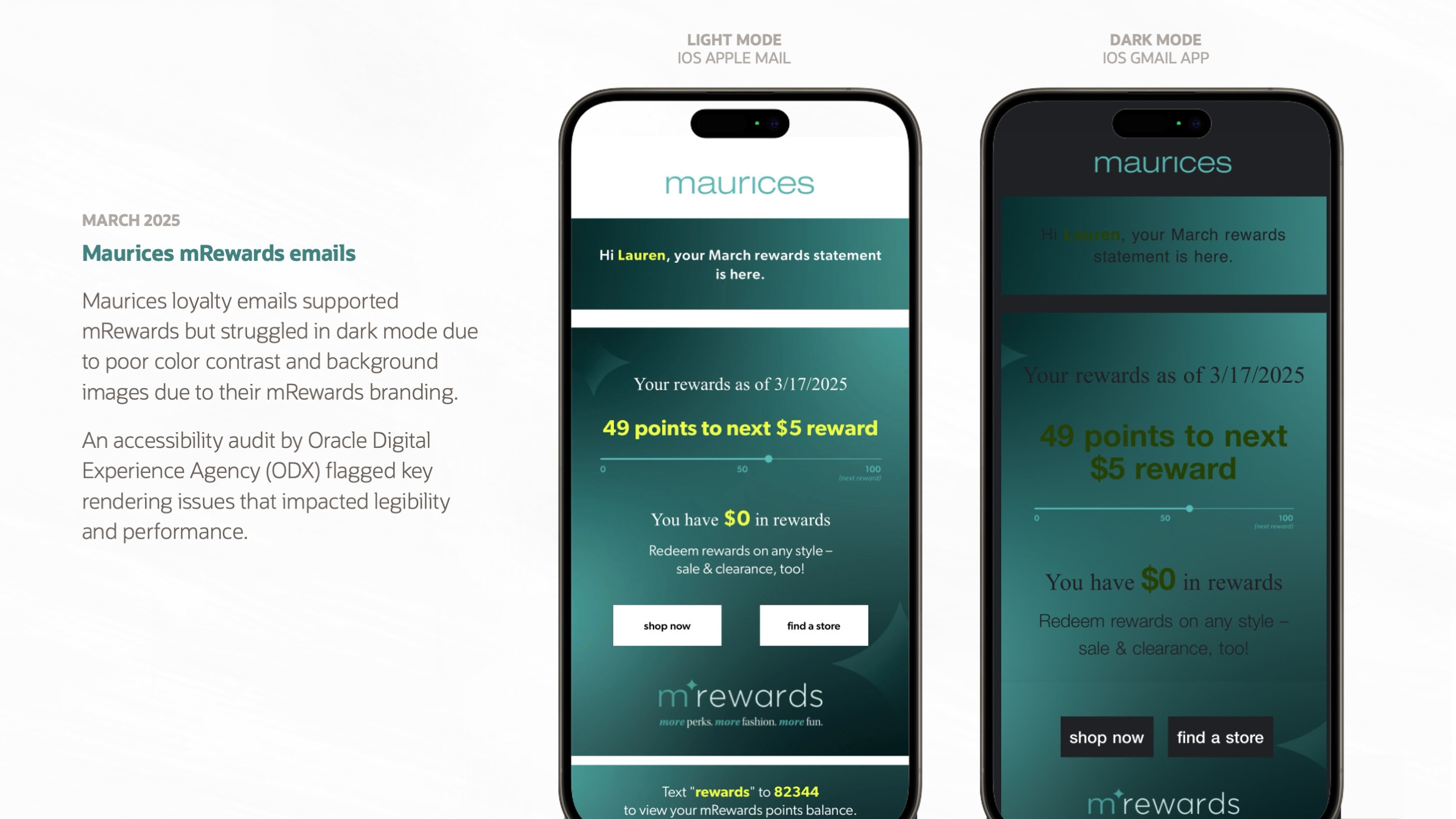 maurices mRewards emails were not accessible 