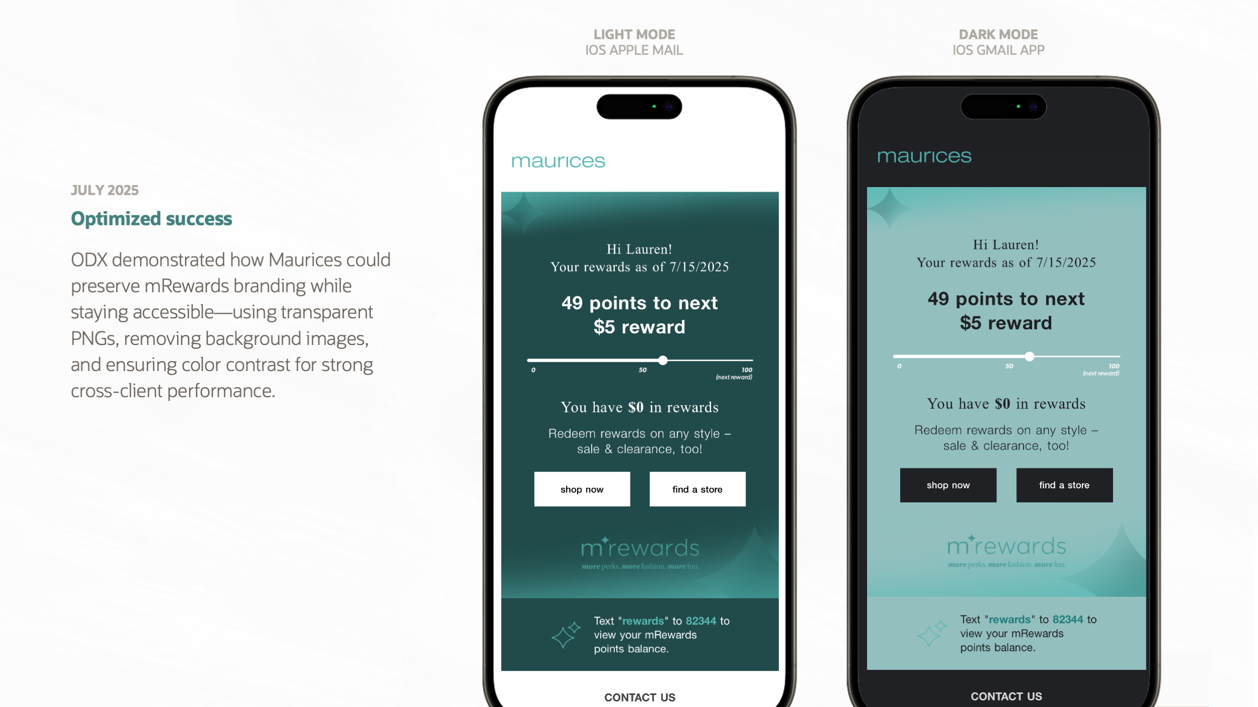 ODX preserved maurices branding and aligned with WCAG compliance