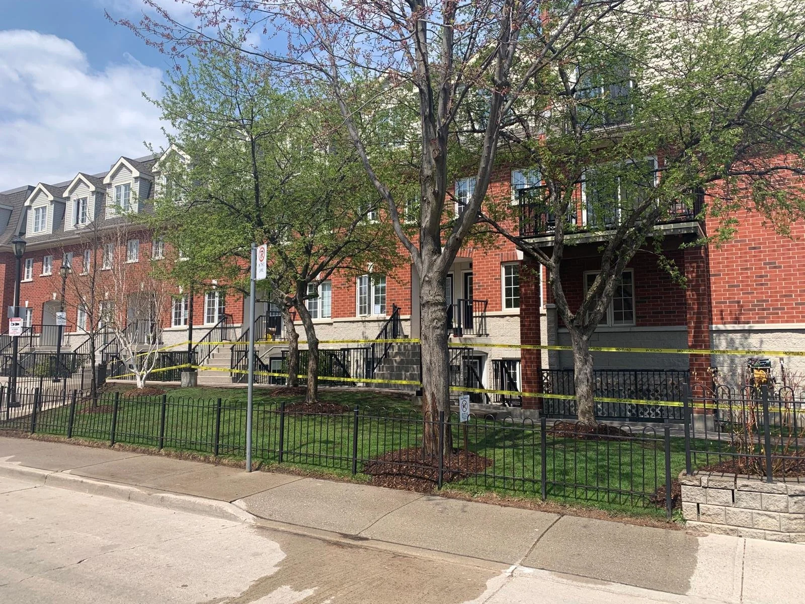 Residential apartment building with a brick