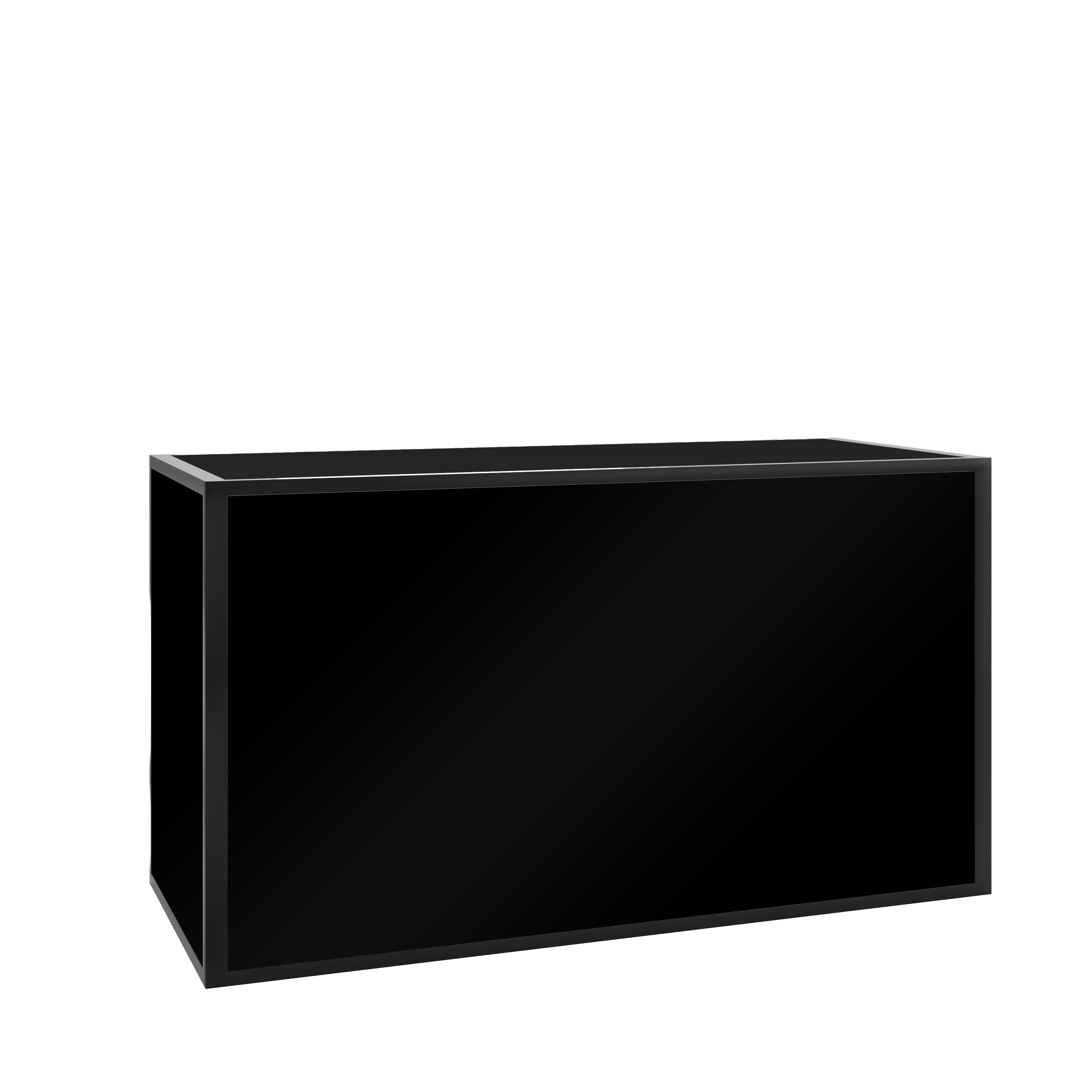 Black rectangular electronic device with a sleek, modern design, viewed from an angle.