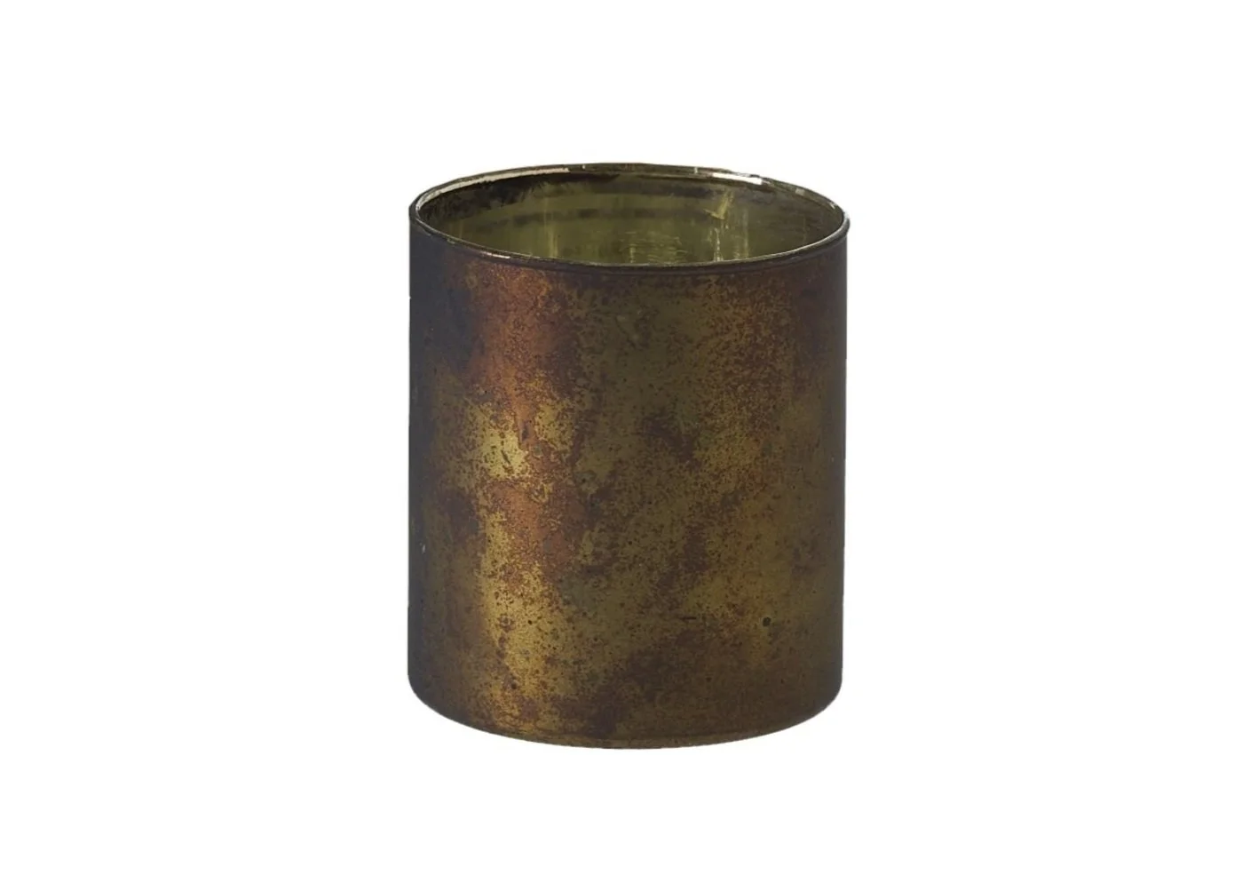 Old, rusty metal can with a weathered surface, isolated on a white background.