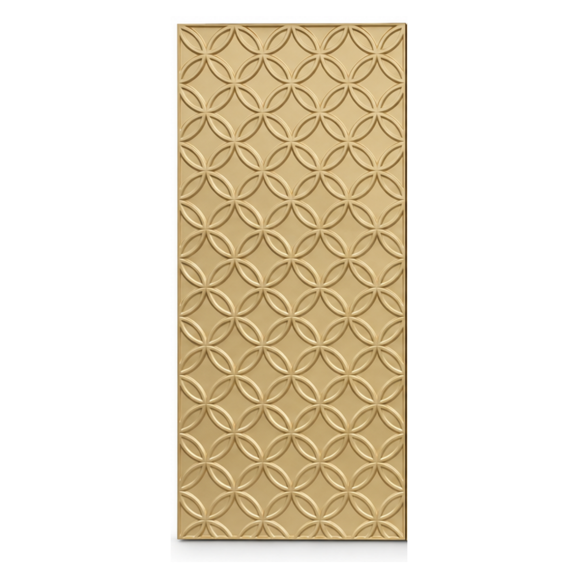 A rectangular, beige decorative panel with a repeating circular pattern of interconnected ovals and rings.