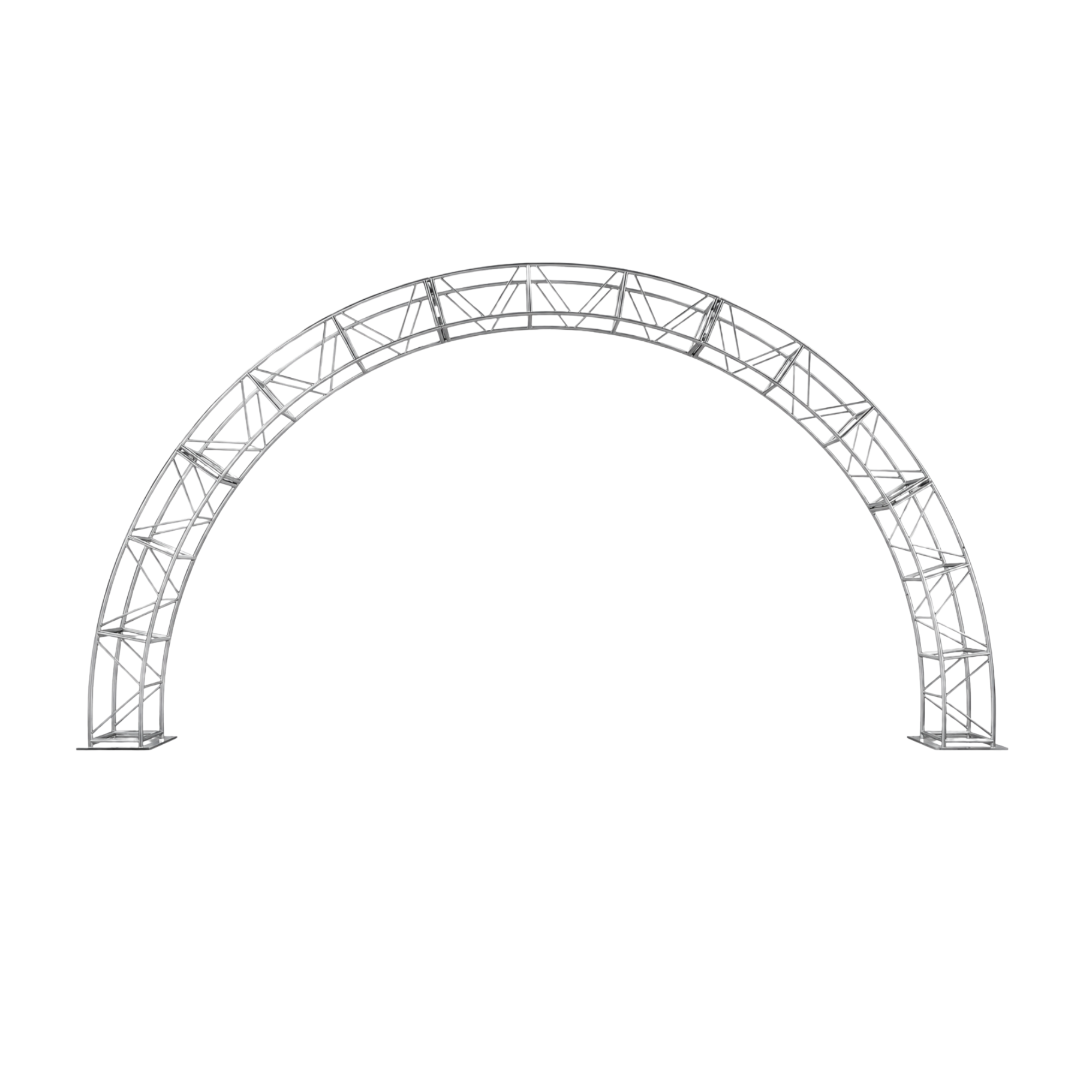 A large metal arch structure with a grid-like pattern.