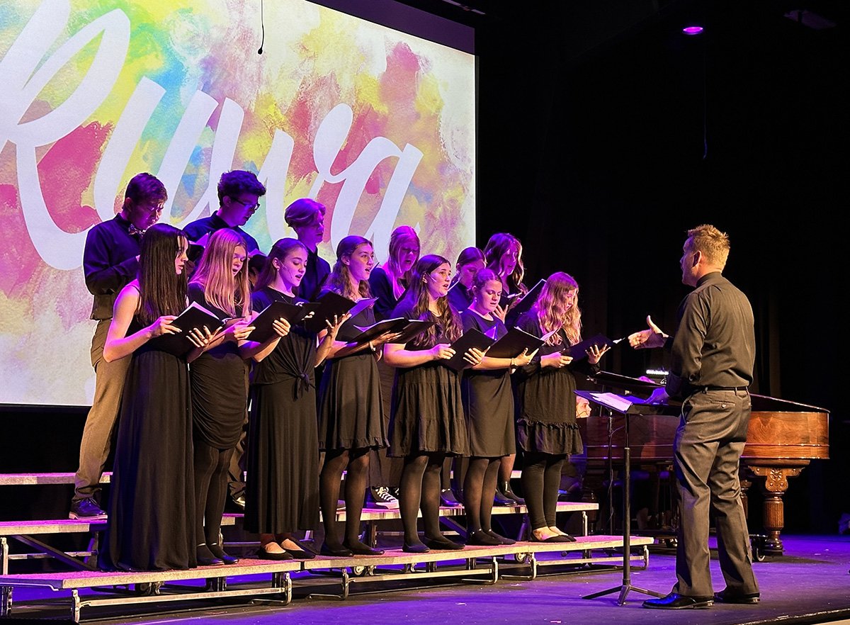 LCCS choir performing on stage at the Ruwa Arts Academy showcase