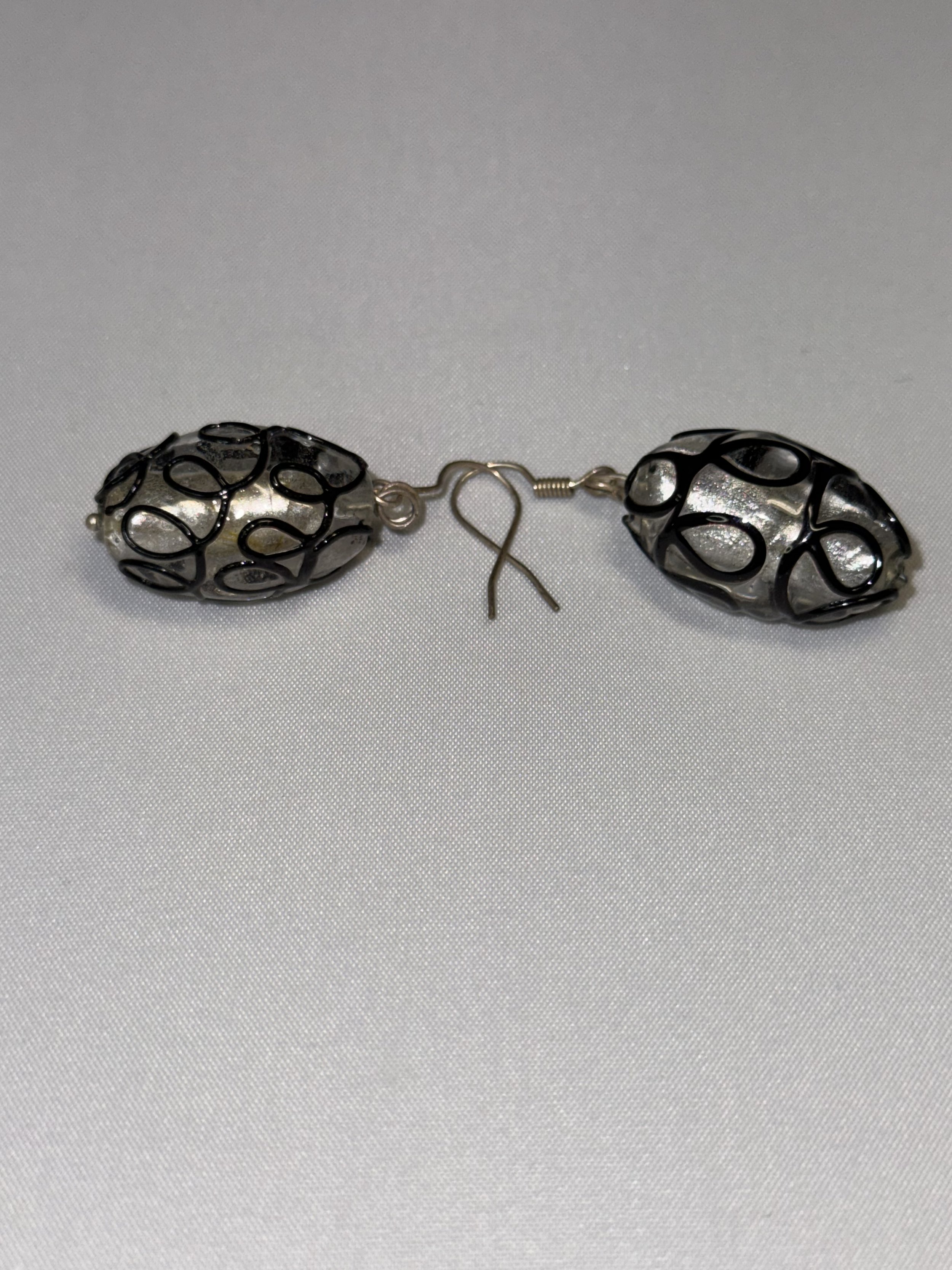 Black and Silver Glass Earrings