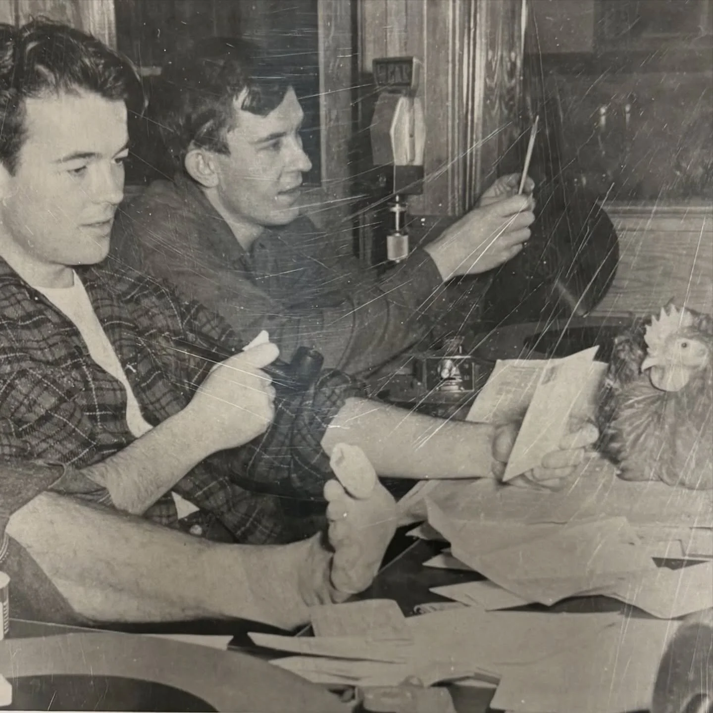 That&rsquo;s my grandfather! And yes, that&rsquo;s his foot and a chicken on his desk 😂 He&rsquo;s pictured here going through the evening radio lineup, and later you can see him with the Tennessee Tune Twisters. But there&rsquo;s a little more to h
