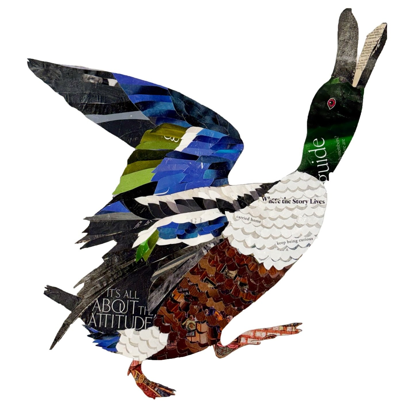 Meet Franklin. A recent commissioned piece and I love him so much I made two. &ldquo;It&rsquo;s all about attitude&rdquo; tucked right back there on his tush seemed most fitting. Franklin created with a variety of repurposed magazines is 18&rdquo;x16