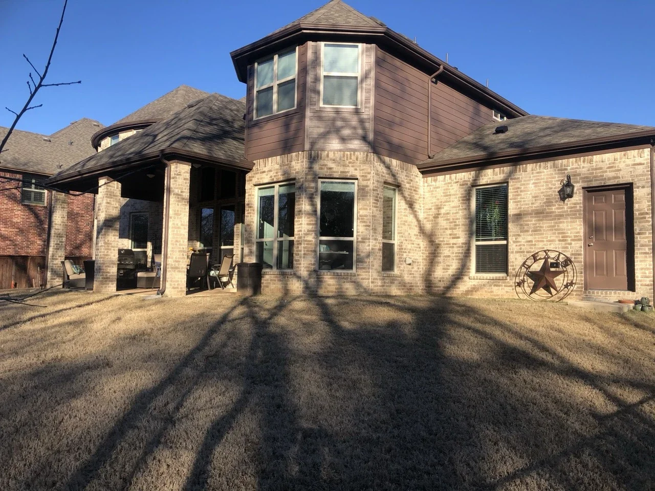 A before photo of a patio cover project in Trophy Club.