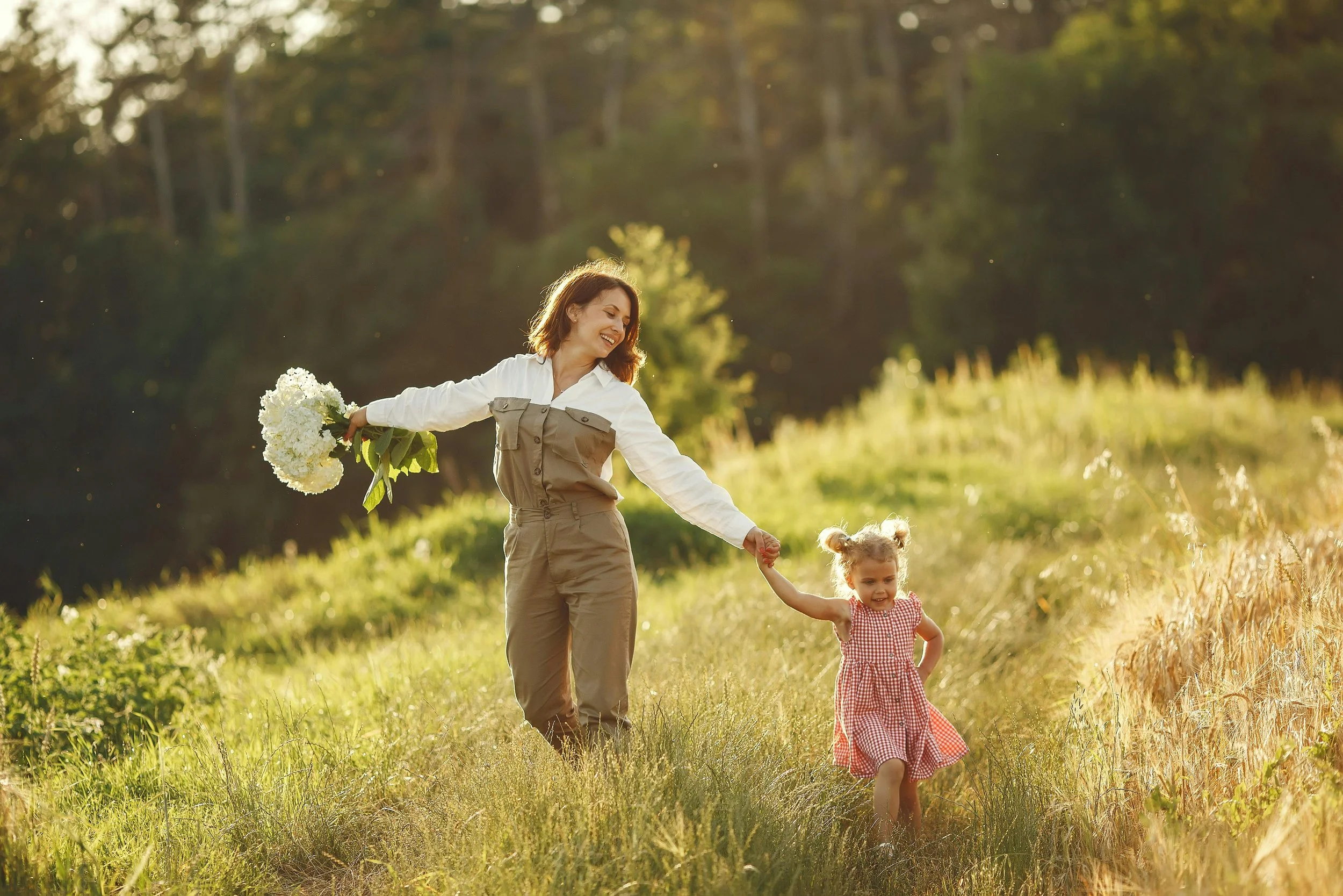 mom practicing self-care outdoors during spring