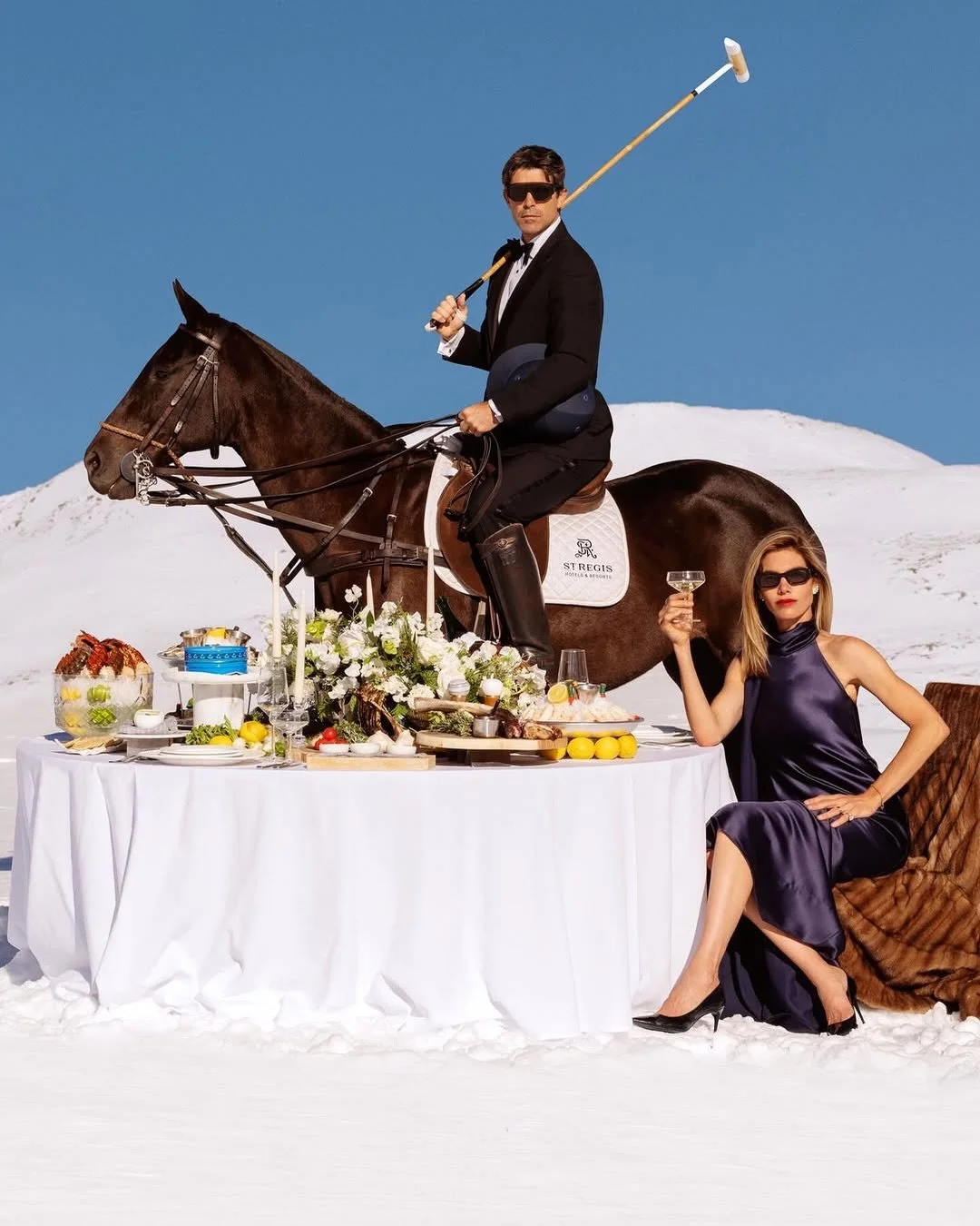 We absolutely love seeing @delfinablaquier in her element for Snow Polo in Aspen. 

Congrats to @nachofigueras for captaining the winning St. Regis Polo Team in the 2025 St. Regis World Snow Polo Championship. 

Iconic couple photographed by @tonykel