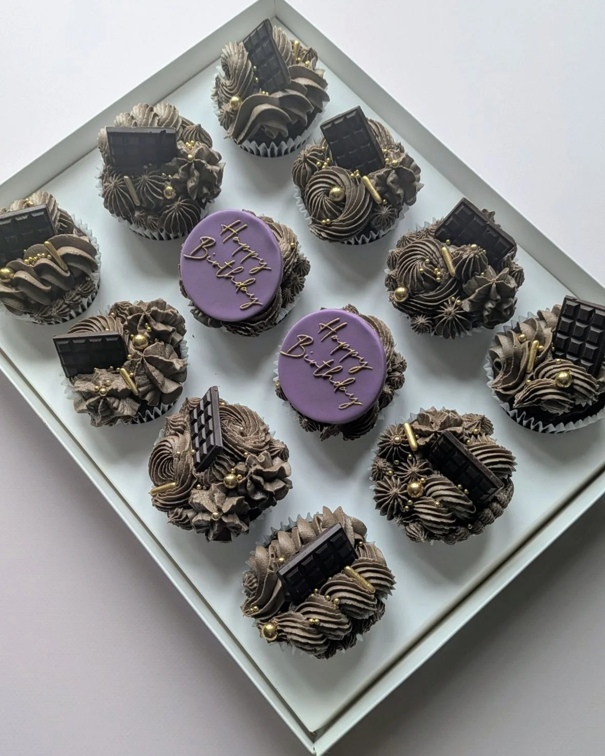 vegan chocolate birthday themed cupcakes in Bristol