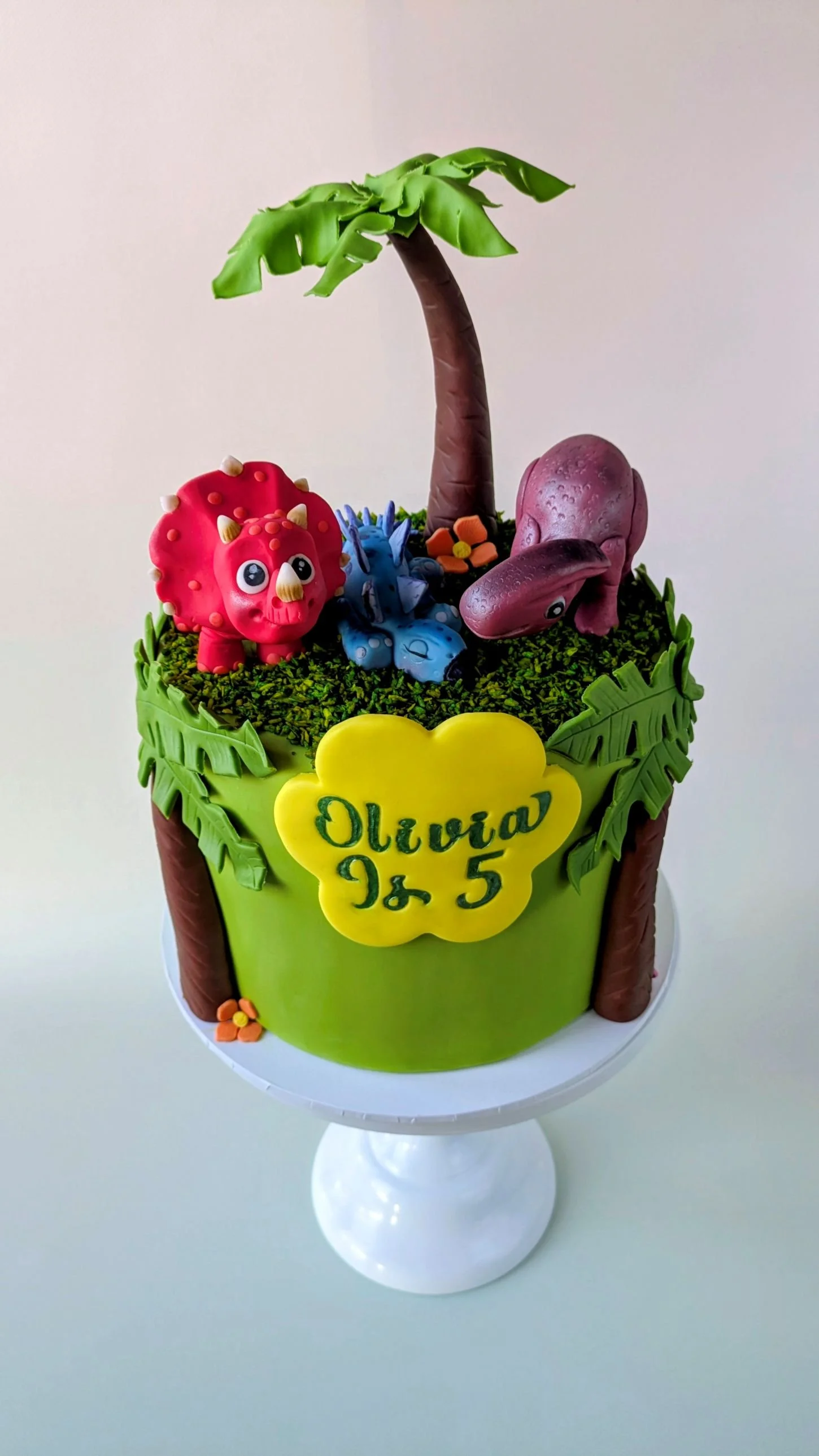 Kids vegan dinosaur jungle birthday cake in Bristol
