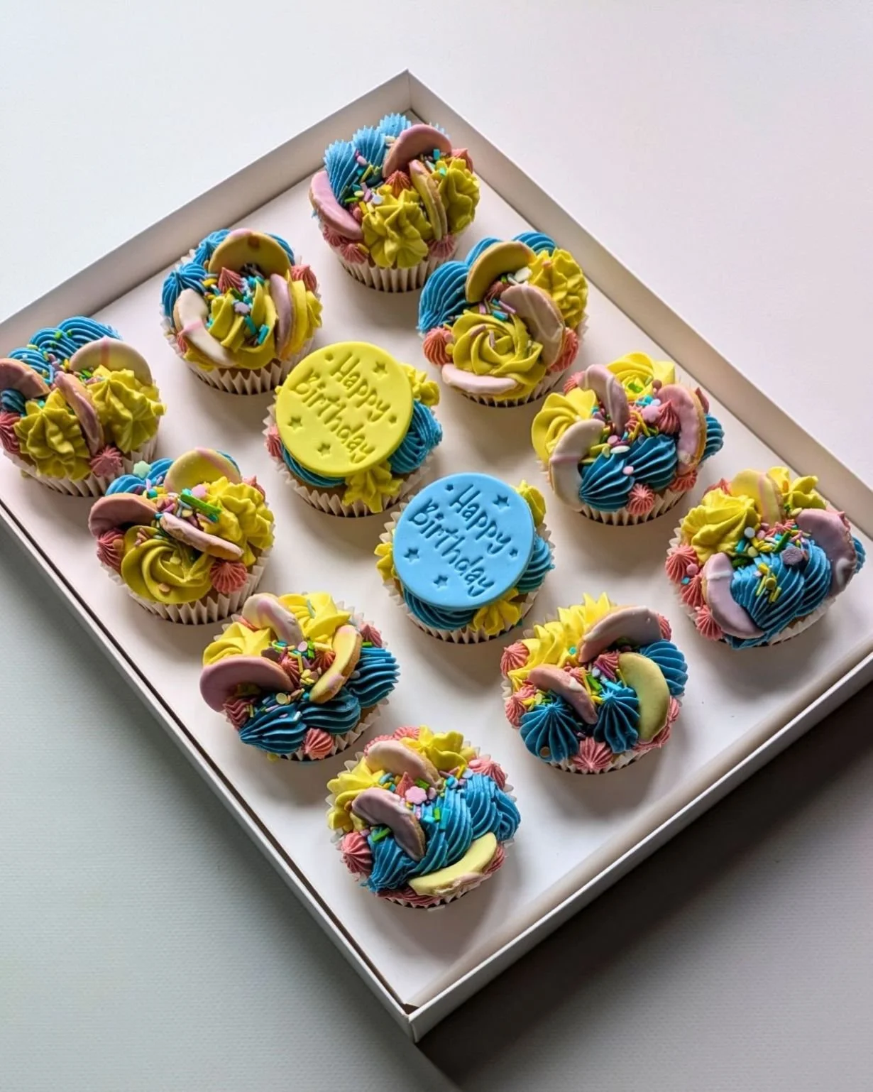 colourful vegan party ring themed birthday cupcakes in Bristol.
