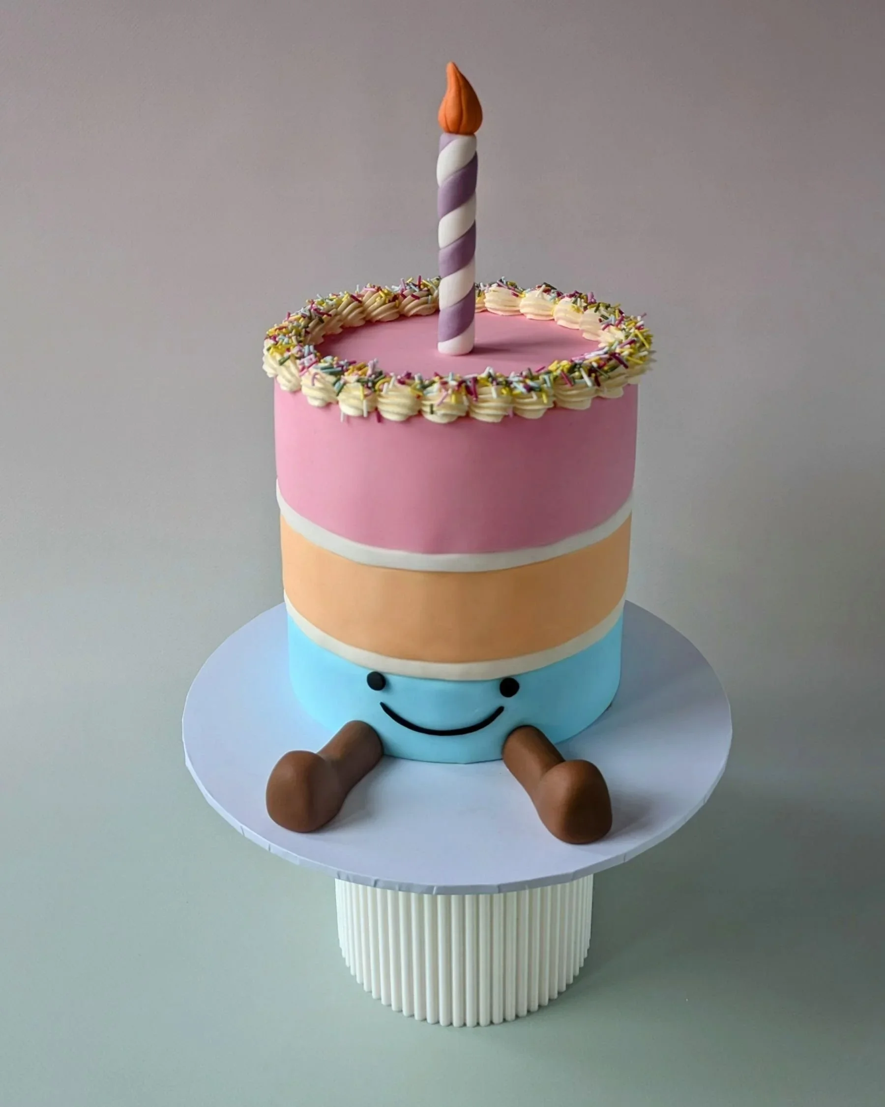 Jellycat plush toy inspired birthday cake with handmade soft toy topper from vegan cake shop in Bristol