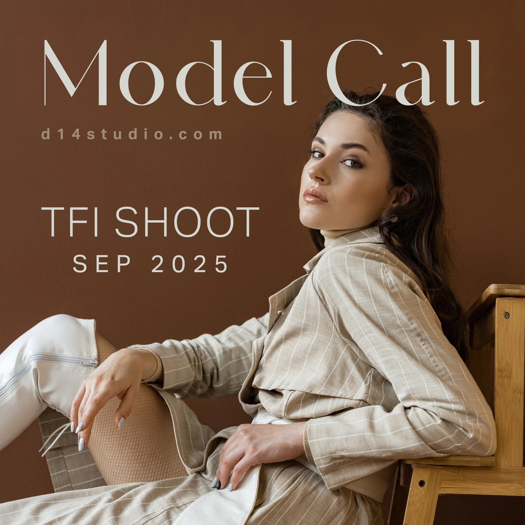 MODEL CALL &mdash; TFI SHOOT / SEP &rsquo;25
Build your book. Create with Detroit&rsquo;s boldest.

At d14 Studio, our TFI (Time for Images) shoots give you editorial-level images&mdash;at no cost. Expect fearless concepts, bold styling, and a studio