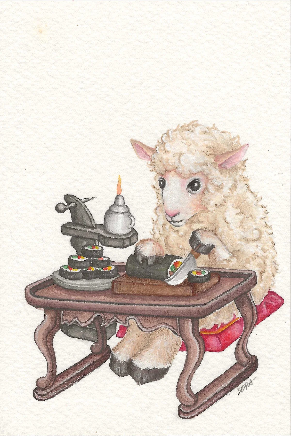 Watercolor and colored pencils