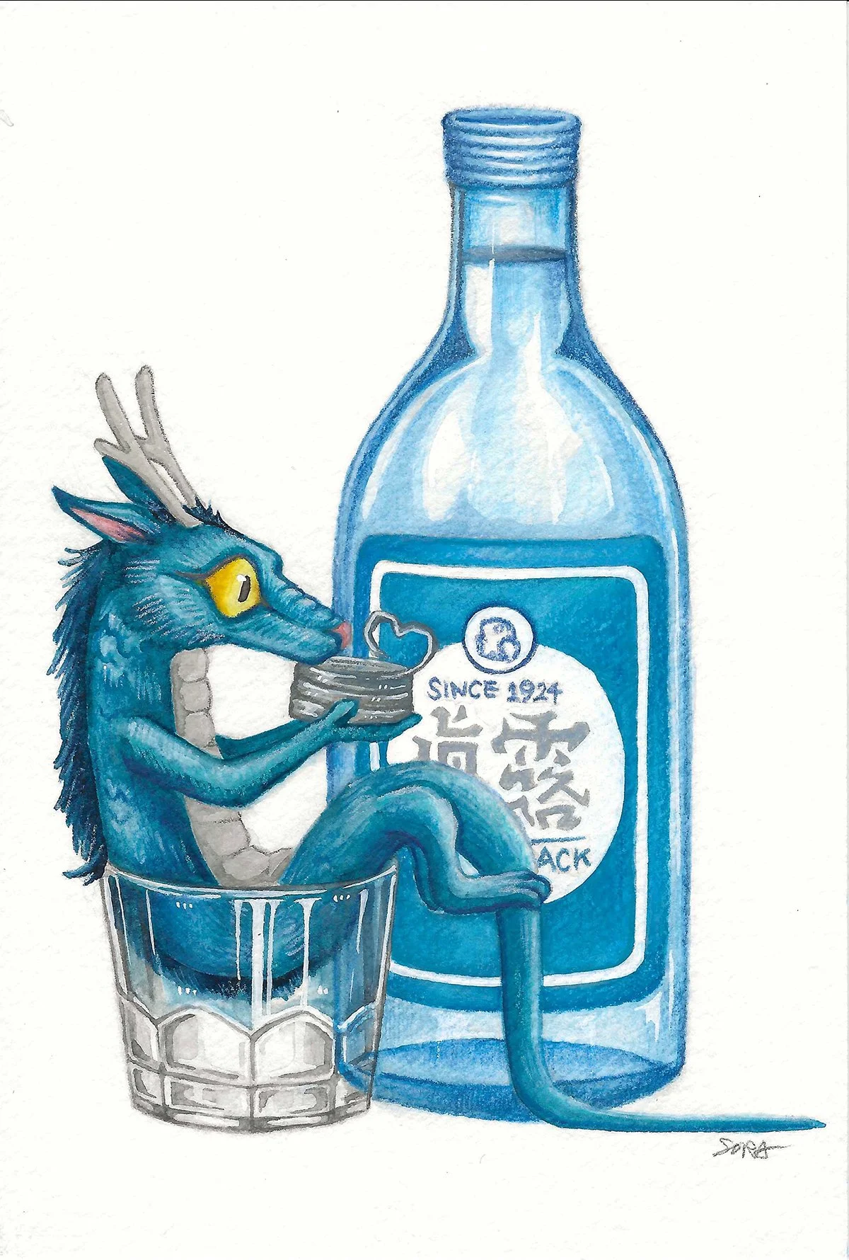 Watercolor and colored pencils