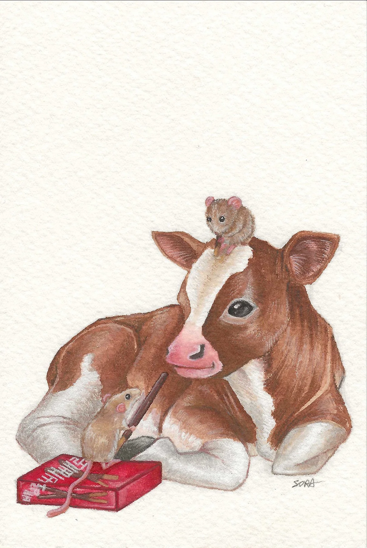 Watercolor and colored pencils