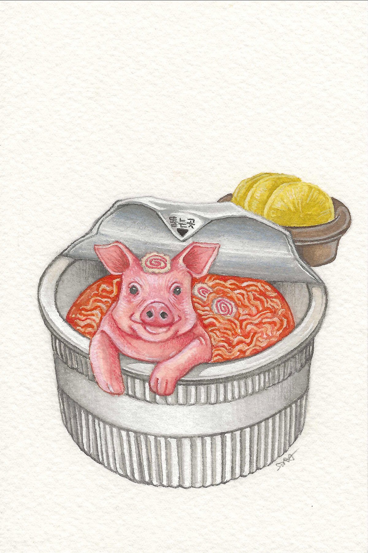 Watercolor and colored pencils