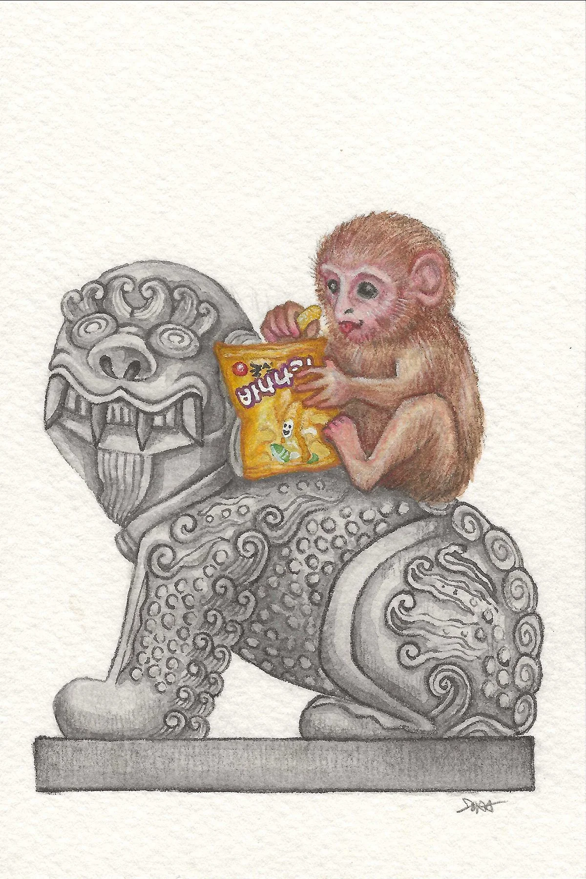 Watercolor and colored pencils