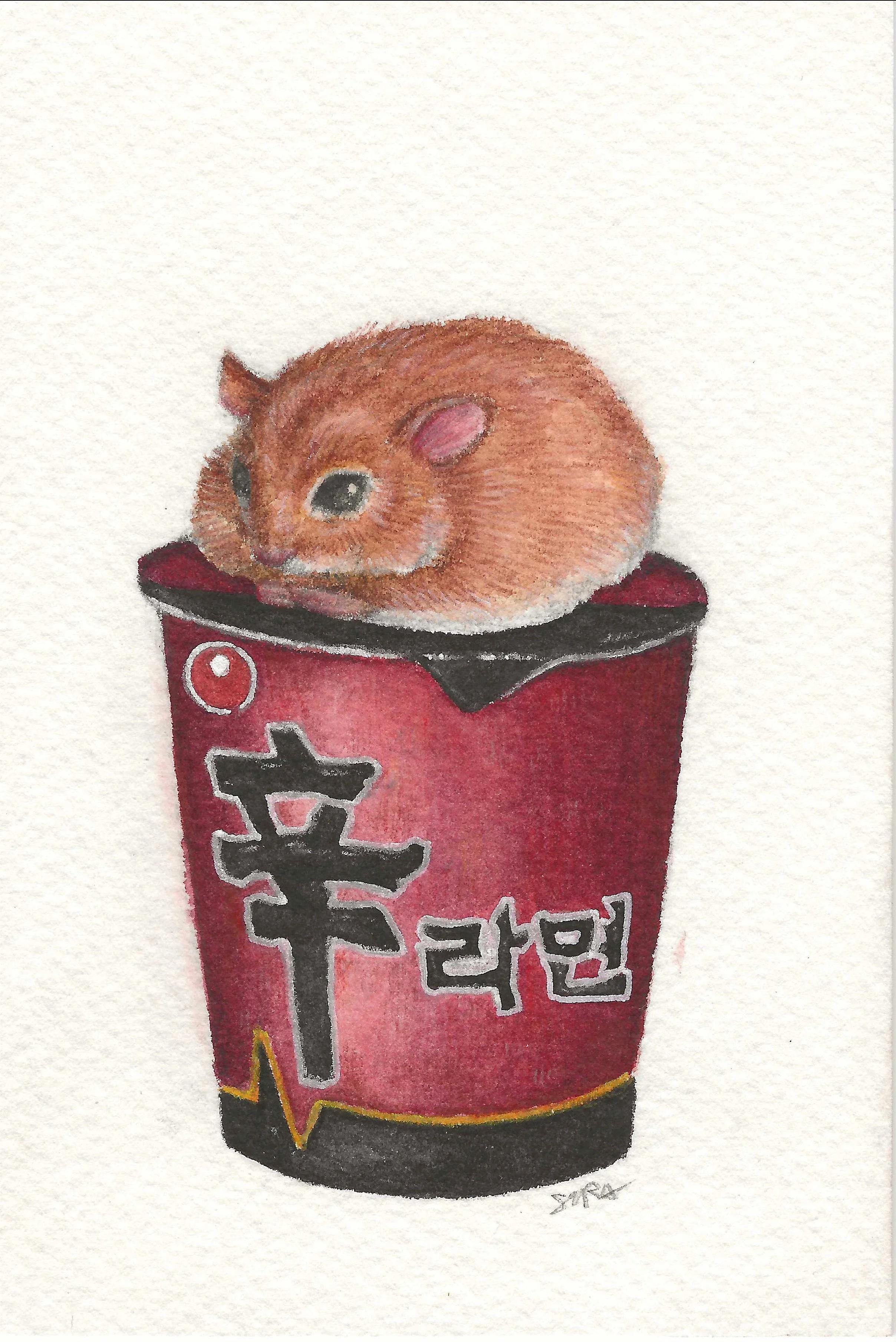 Watercolor and colored pencils