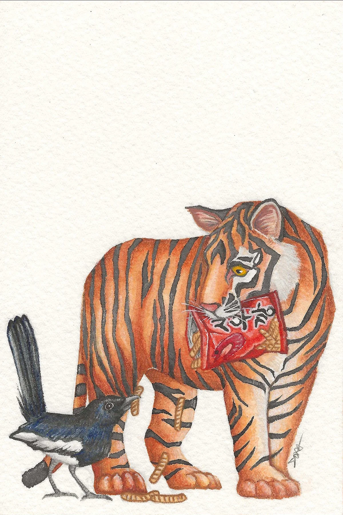 Watercolor and colored pencils