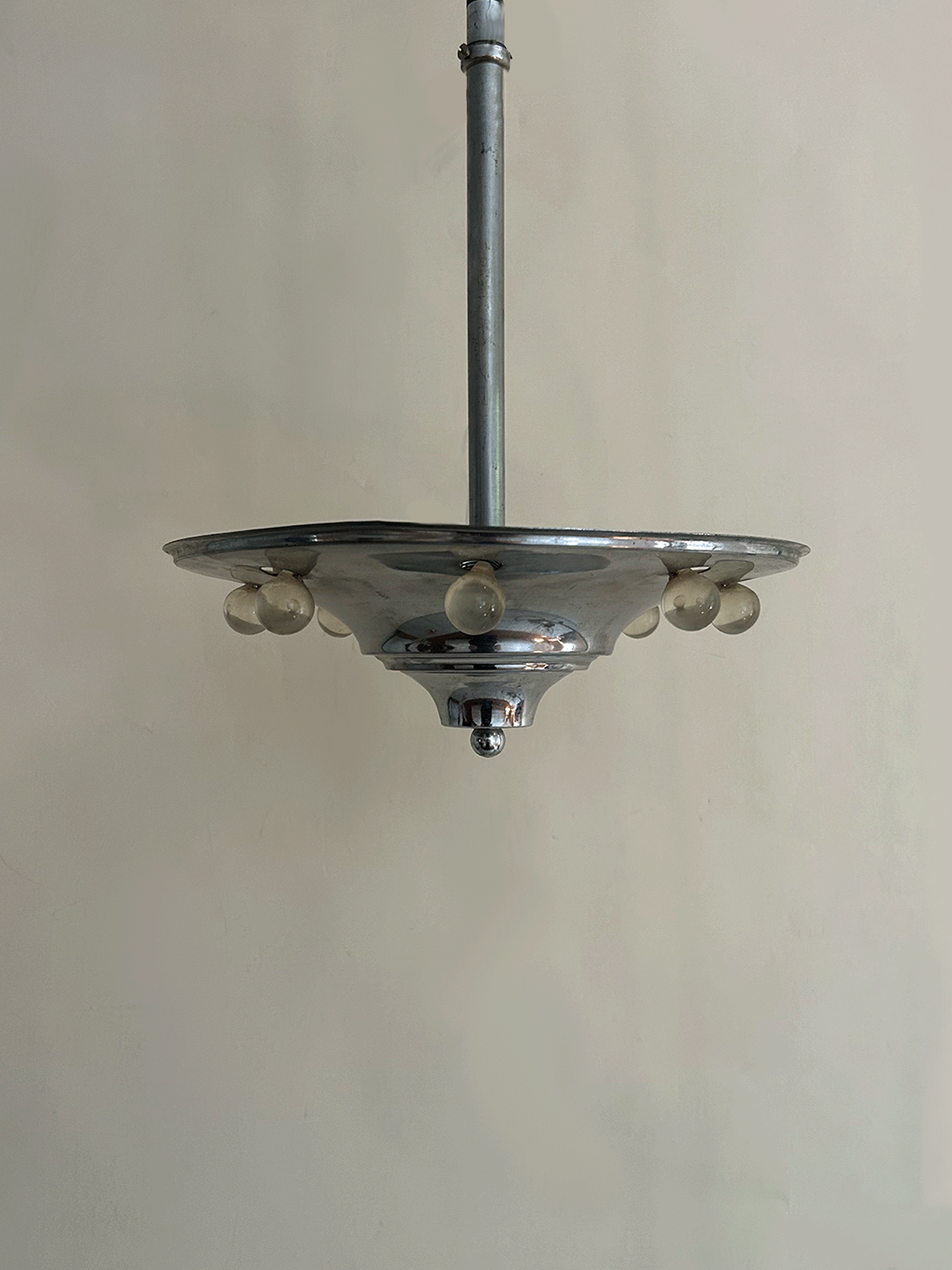 Art Deco Chrome and Glass Pendant