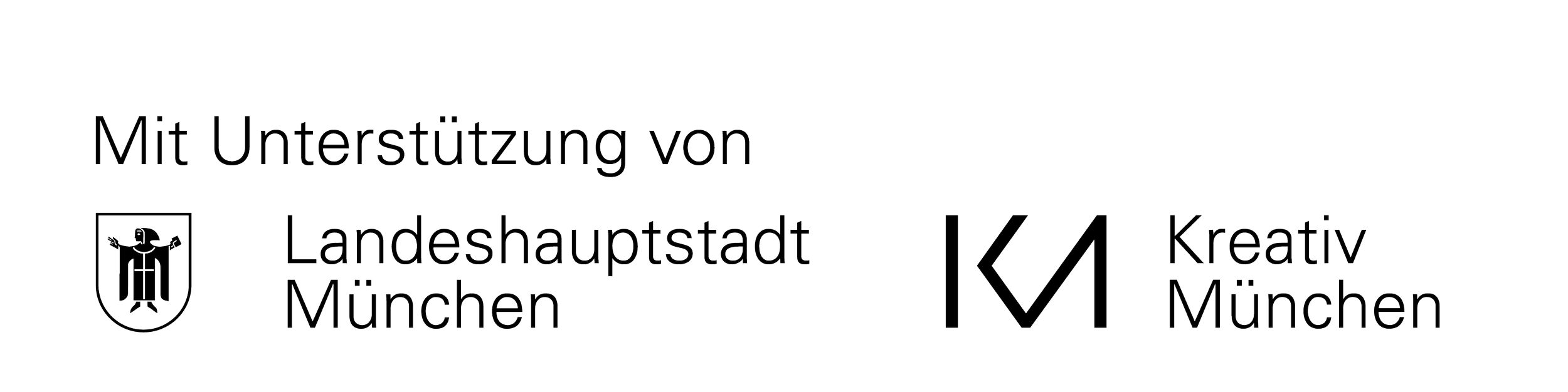 Logo mit Text in Deutsch, München, Unterstützung, Kreativ München.
