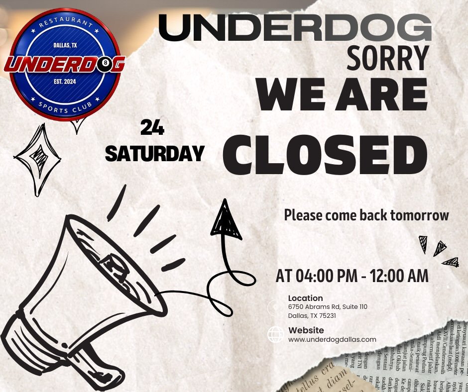🥶 Dallas woke up and chose violence with this cold.
So Underdog is closed tonight to keep our staff and guests safe ❄️

The good news?
👉 We&rsquo;ll be OPEN tomorrow, back to business like nothing ever happened 🍻

Stay warm tonight. Come see us to