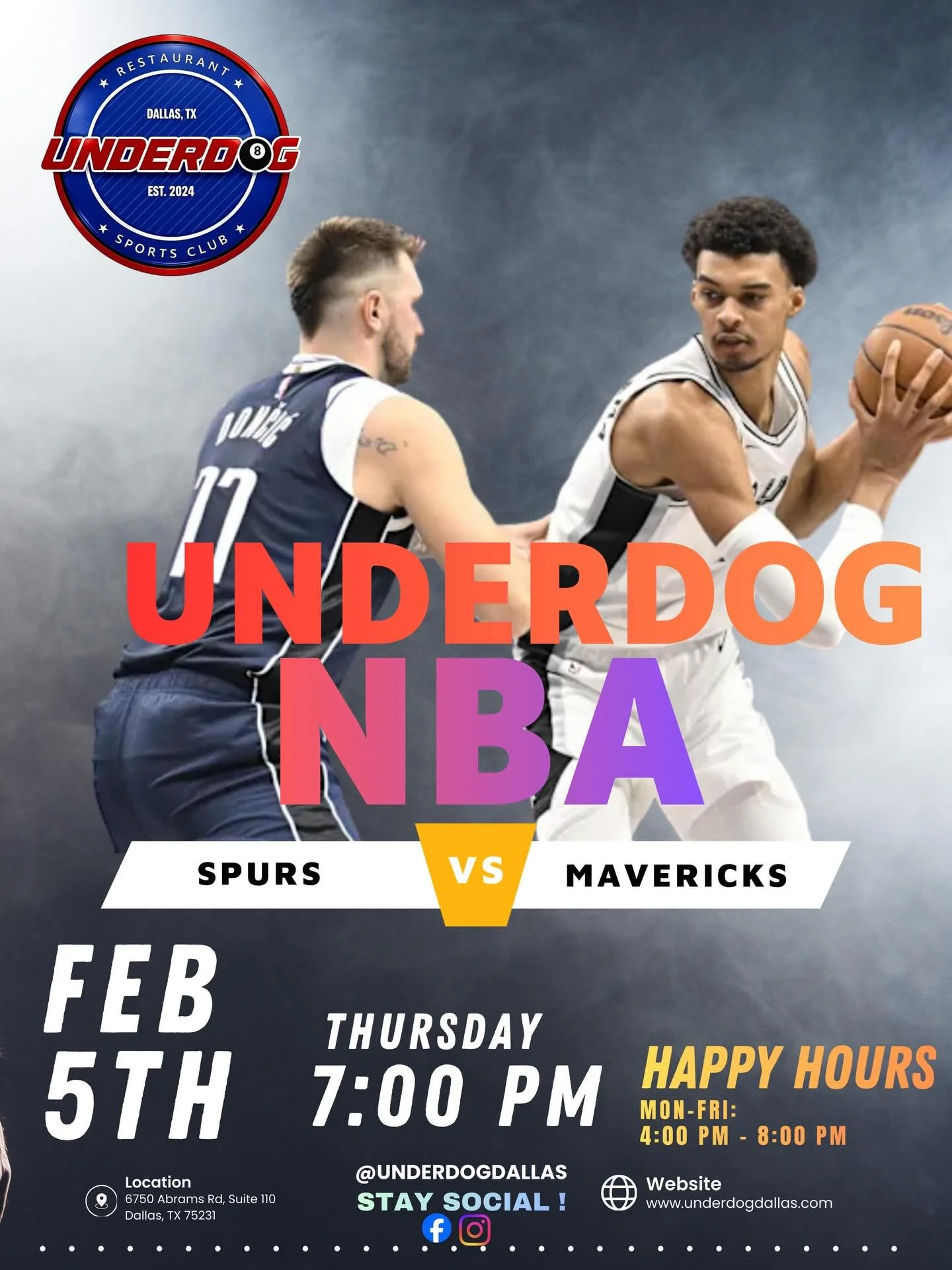🏀 NBA DOUBLEHEADER NIGHT at Underdog 🏀

Texas rivals tip off first as San Antonio Spurs vs Dallas Mavericks at 7:30 PM CT on ABC.

Then it&rsquo;s a late-night showdown with Philadelphia 76ers vs Los Angeles Lakers tipping at 9:00 PM CT on NBA Leag