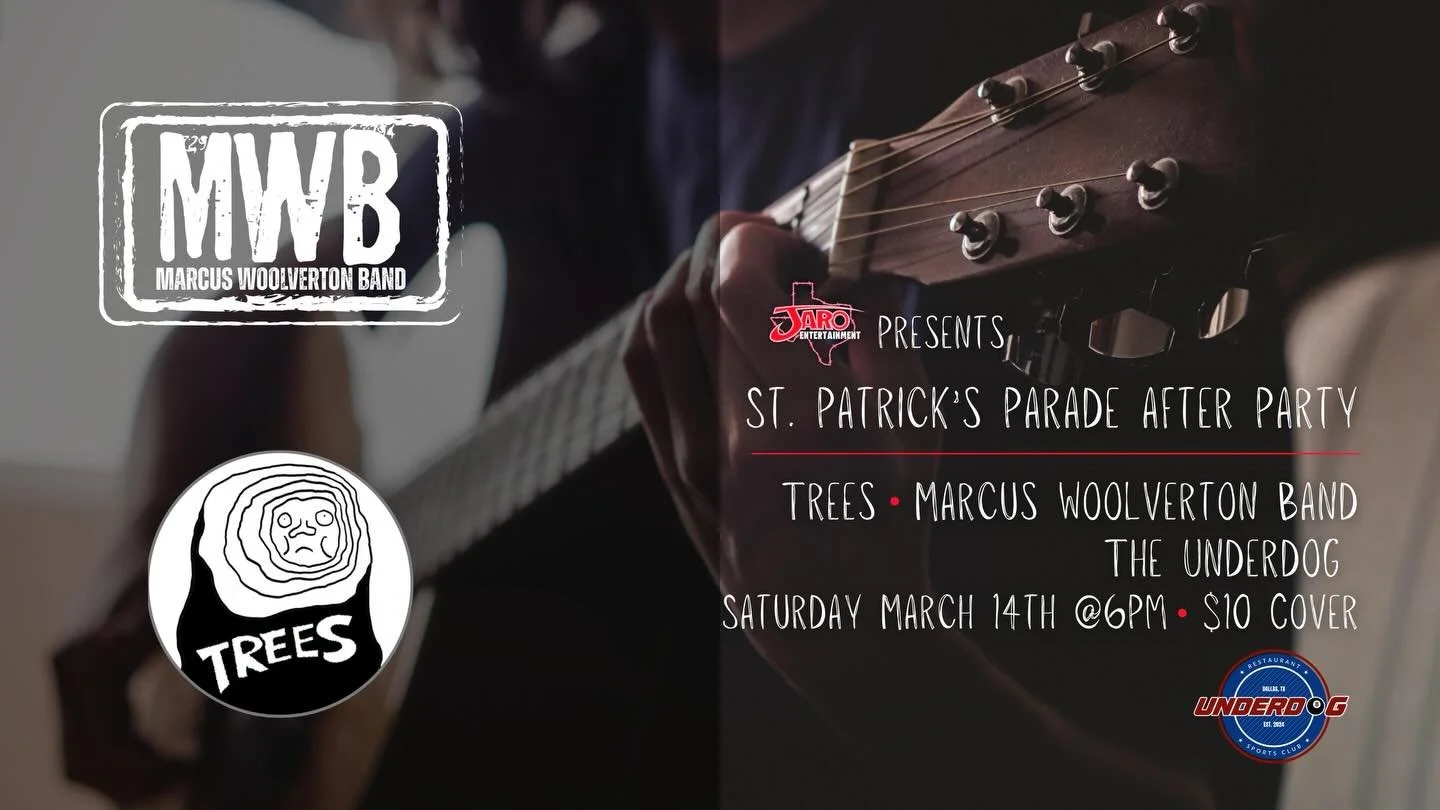 The St. Patrick&rsquo;s Parade After Party is going down at Underdog 🍀

🎸 Marcus Woolverton Band
🔥 TREES
📅 Saturday March 14
🕕 6PM
💵 $10 Cover

Parade ➝ After Party ➝ Late Night

Don&rsquo;t go home early. Come celebrate with us.

#DallasEvents