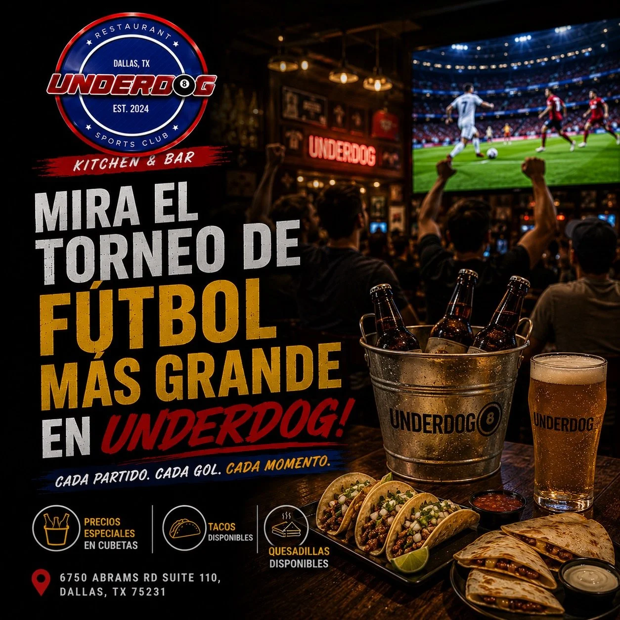 ⚽🔥 &iexcl;MIRA EL TORNEO DE F&Uacute;TBOL M&Aacute;S GRANDE EN UNDERDOG! 🔥⚽

El mes m&aacute;s emocionante del f&uacute;tbol ha llegado, y no hay mejor lugar para disfrutar cada partido que en Underdog.

&Uacute;nete a otros aficionados y vive toda
