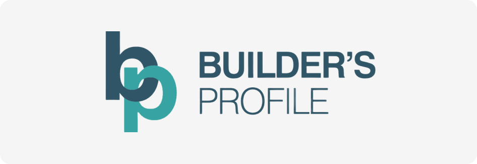 Builder's Profile logo with stylized letters "bp"