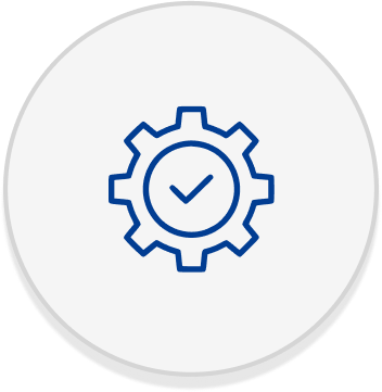 Gear icon with check mark inside, symbolizing settings or completed configuration.