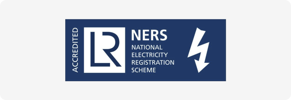 NERS National Electricity Registration Scheme logo with lightning bolt design on a blue background.