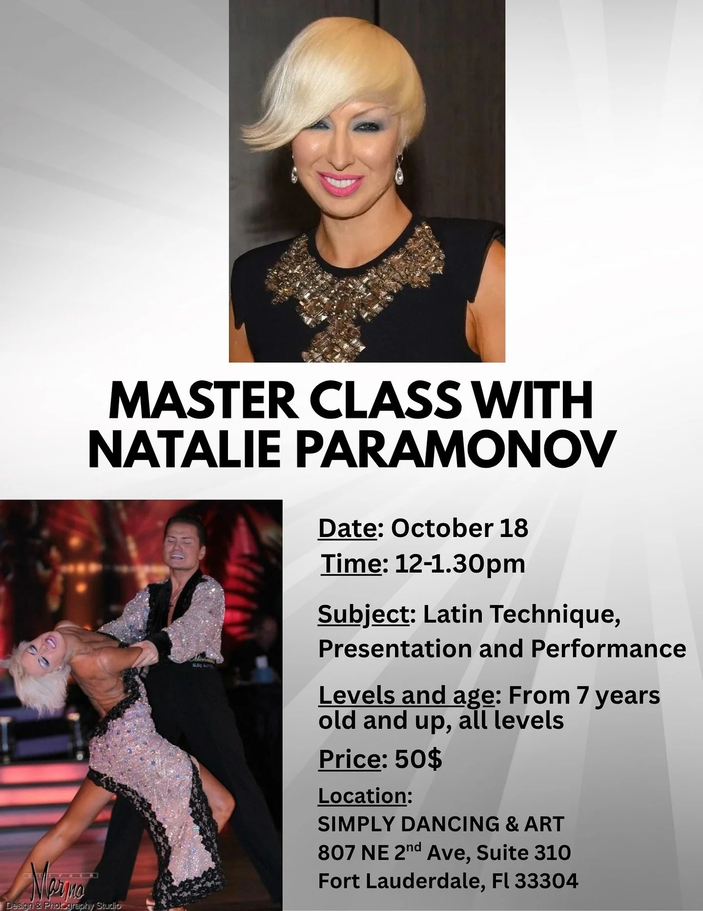 We can’t wait to host a fabulous Natalie Paramonov in our studio! 🤩 @andrenatalieparamonov 
Attend a master class and/or book your private session today. Spots are limited. 
Dm us or text: 786-484-9426
All levels, age 7 and up including Pro