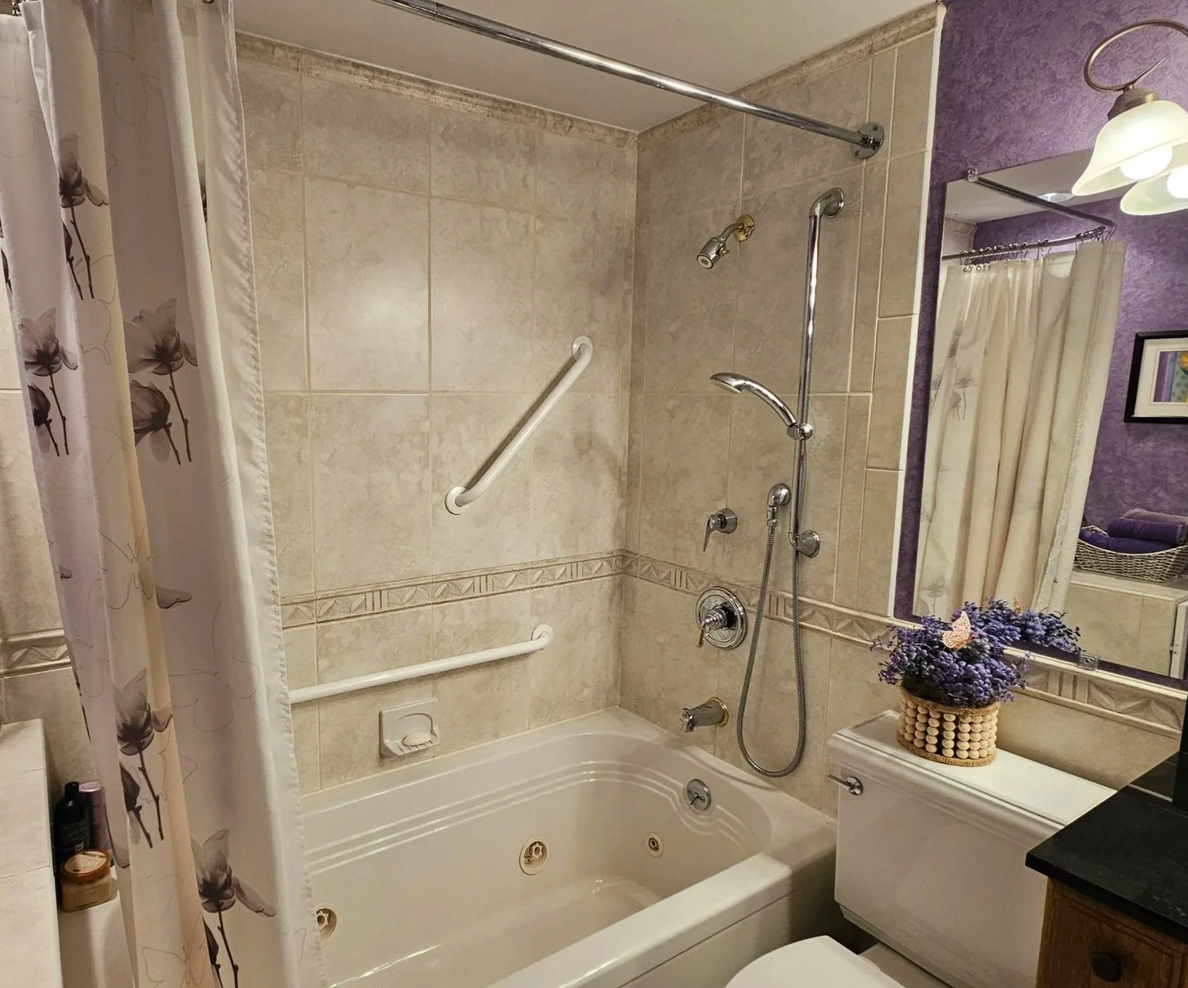 at home shower with handicap adaptiations