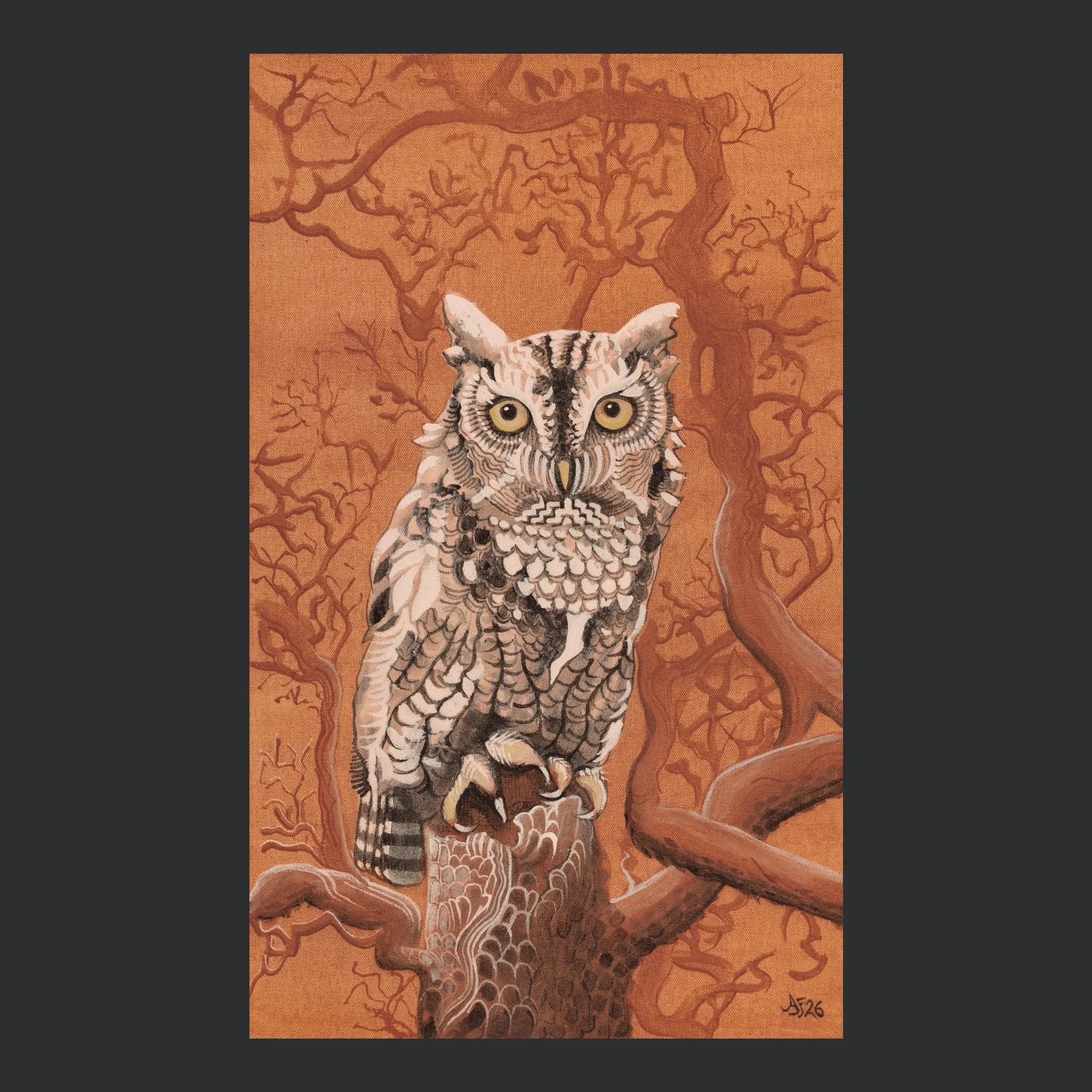"EASTERN SCREECH OWL" ARCHIVAL PRINT ON COLD PRESS COTTON PAPER