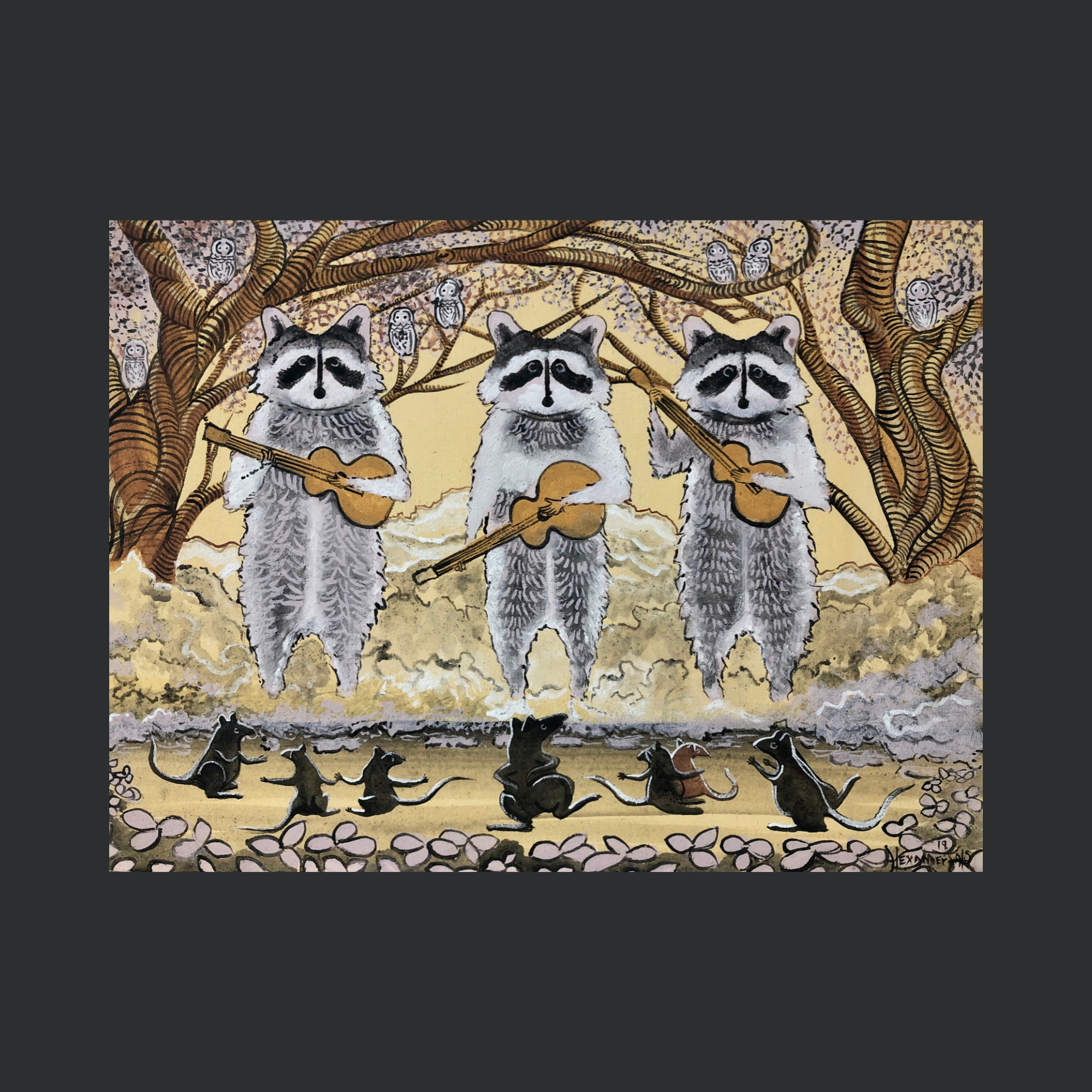 "RACCOONS" ARCHIVAL PRINT ON COLD PRESS COTTON PAPER