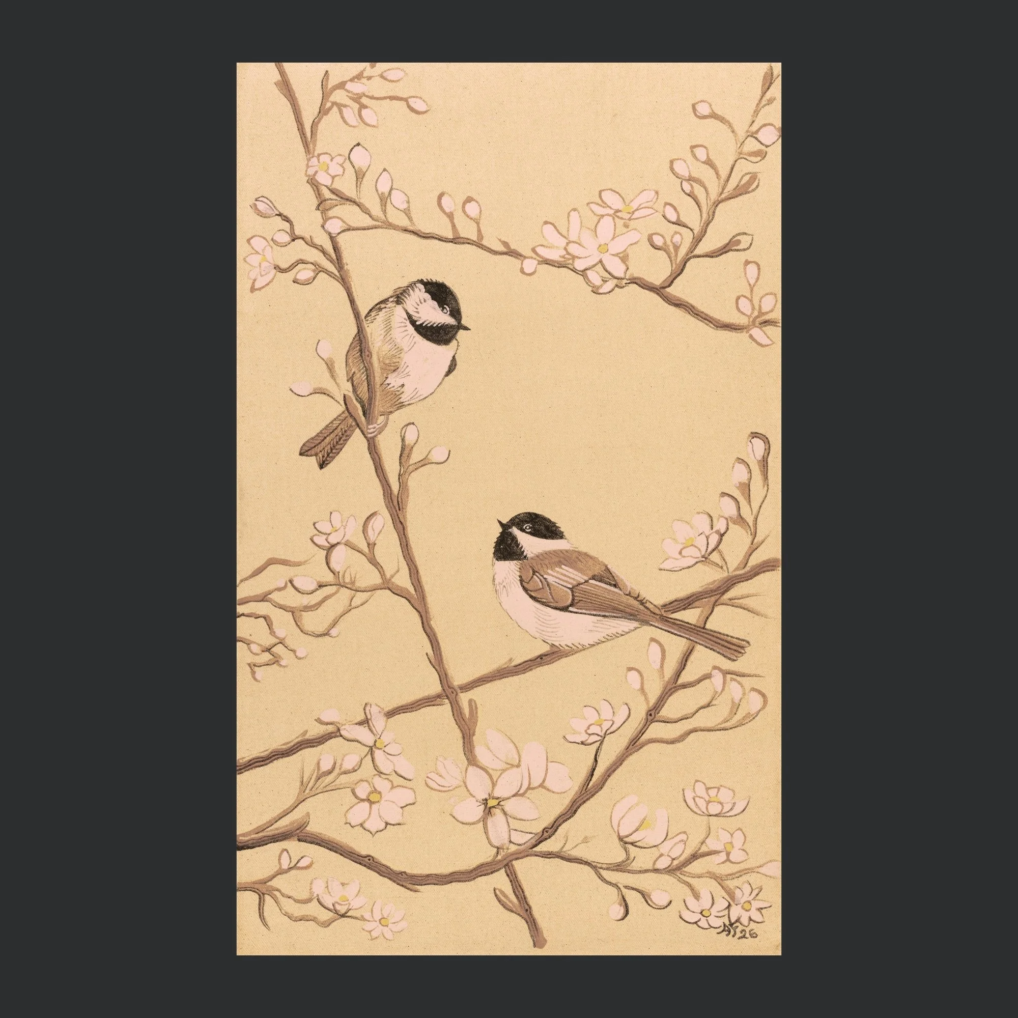 "CHICKADEES" ARCHIVAL PRINT ON COLD PRESS COTTON PAPER