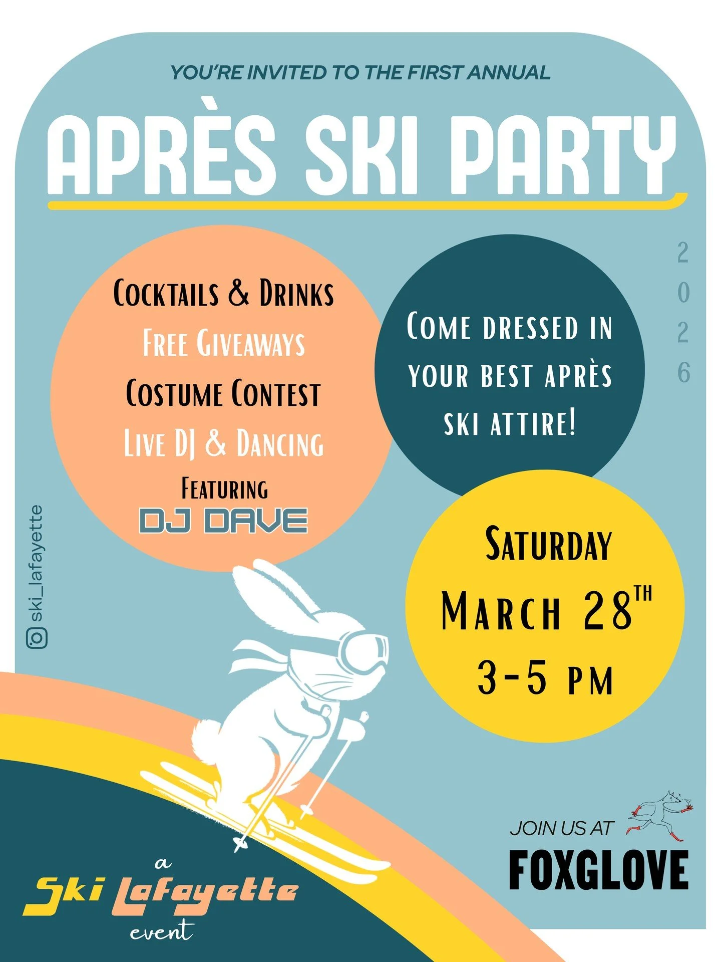 Come hang at @foxglove.bar with @ski_lafayette and your favorite friends at the end of the month!

DJ Dave will be playing some old school hip hop and other throwbacks.

Free to attend!