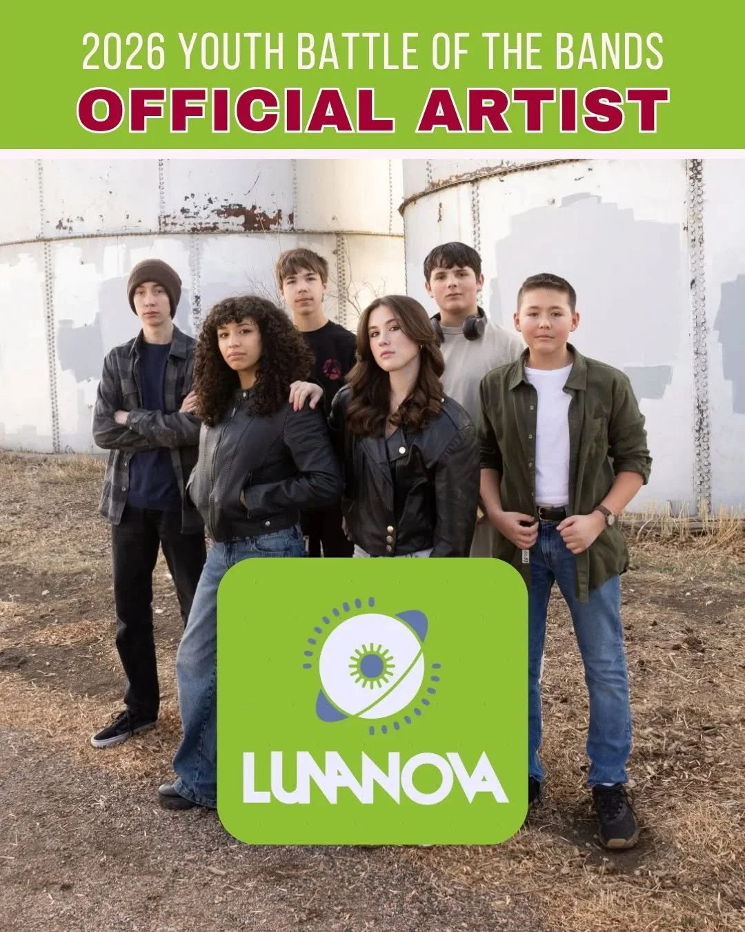 Youth Battle of the Bands Artist: LunaNova

LunaNova is a six-piece Colorado rock band with powerful harmonies and a mix of pop punk and metal. Kora, Sally, Joshua, Cooper, Leo, &amp; Spencer.

They'll be competing alongside five other bands on Sunda