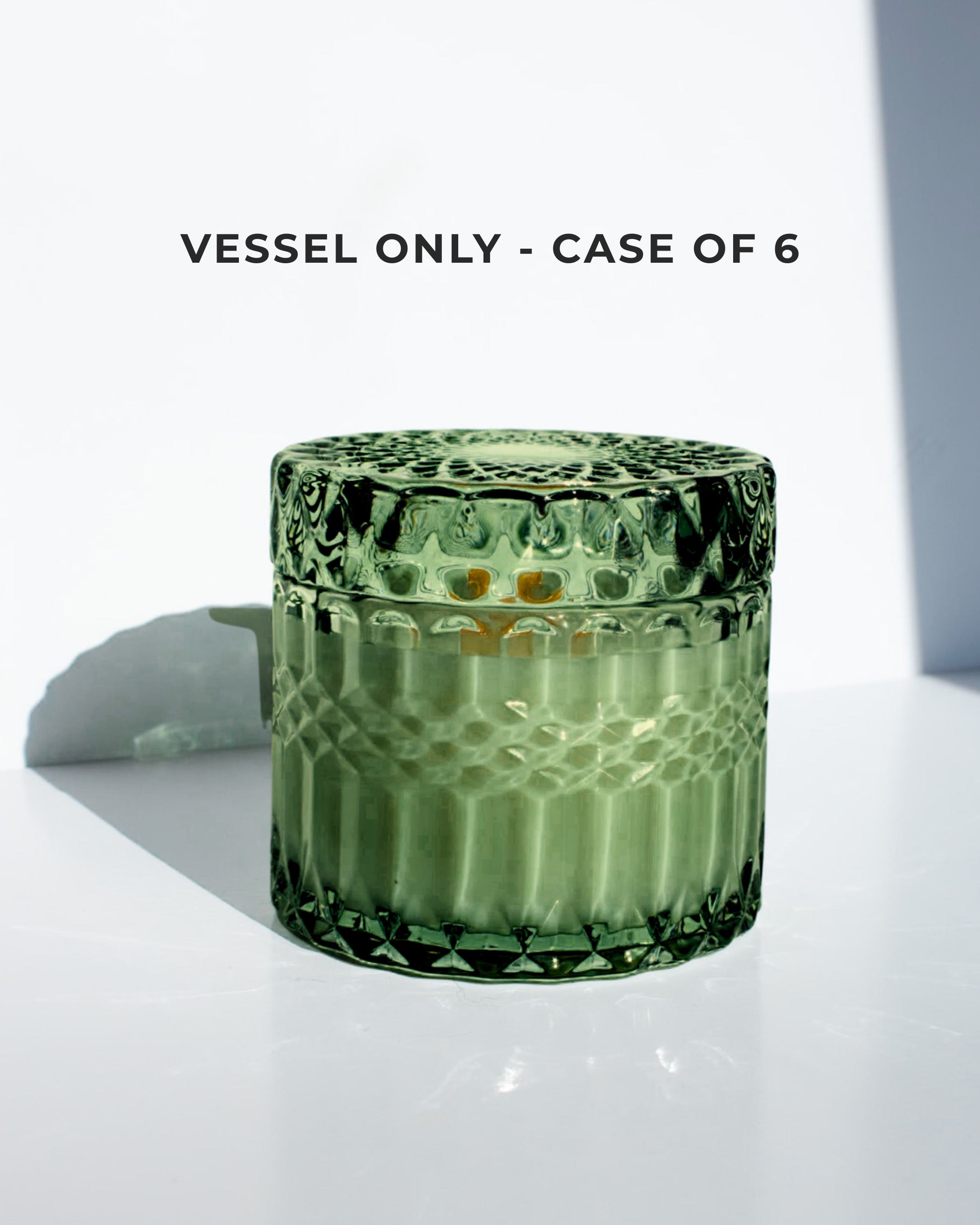 7 oz. Luxe Glass Candle Vessel with Lid - Emerald (Case of 6)