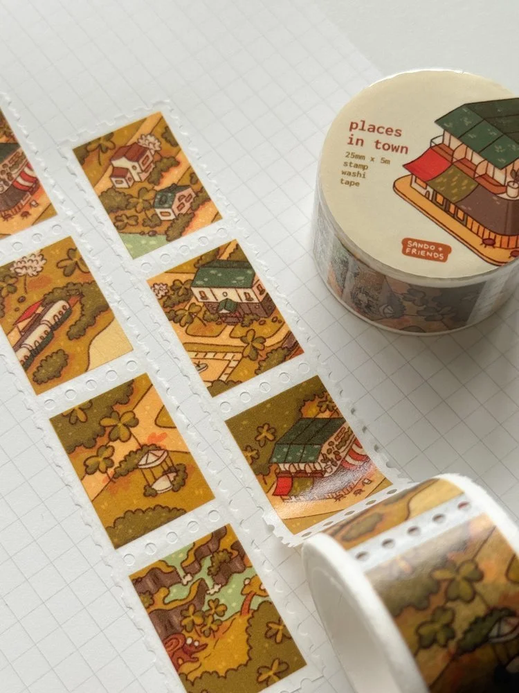 Places in Town Stamp Washi Tape