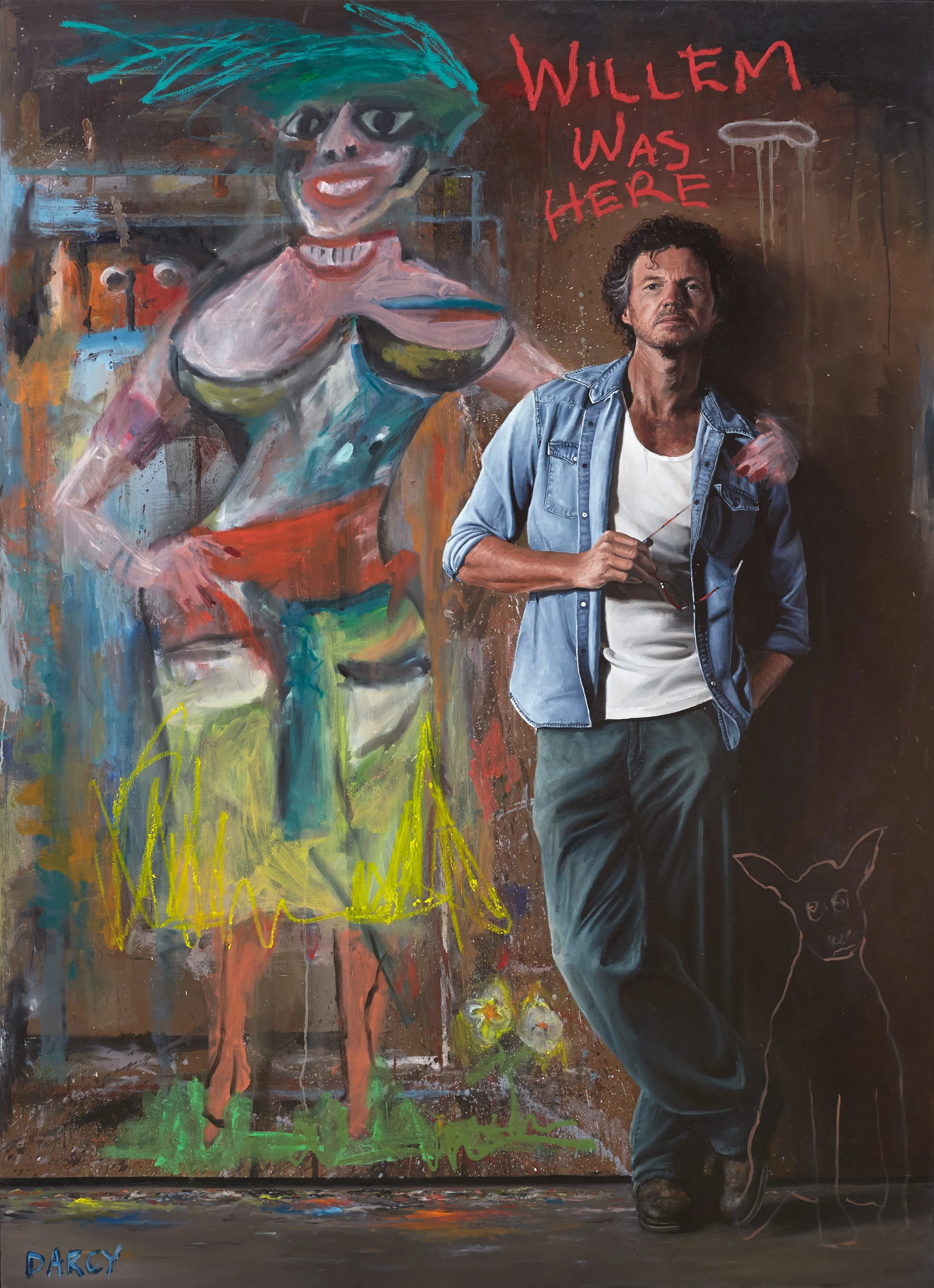 Self portrait in studio - Homage to De Kooning