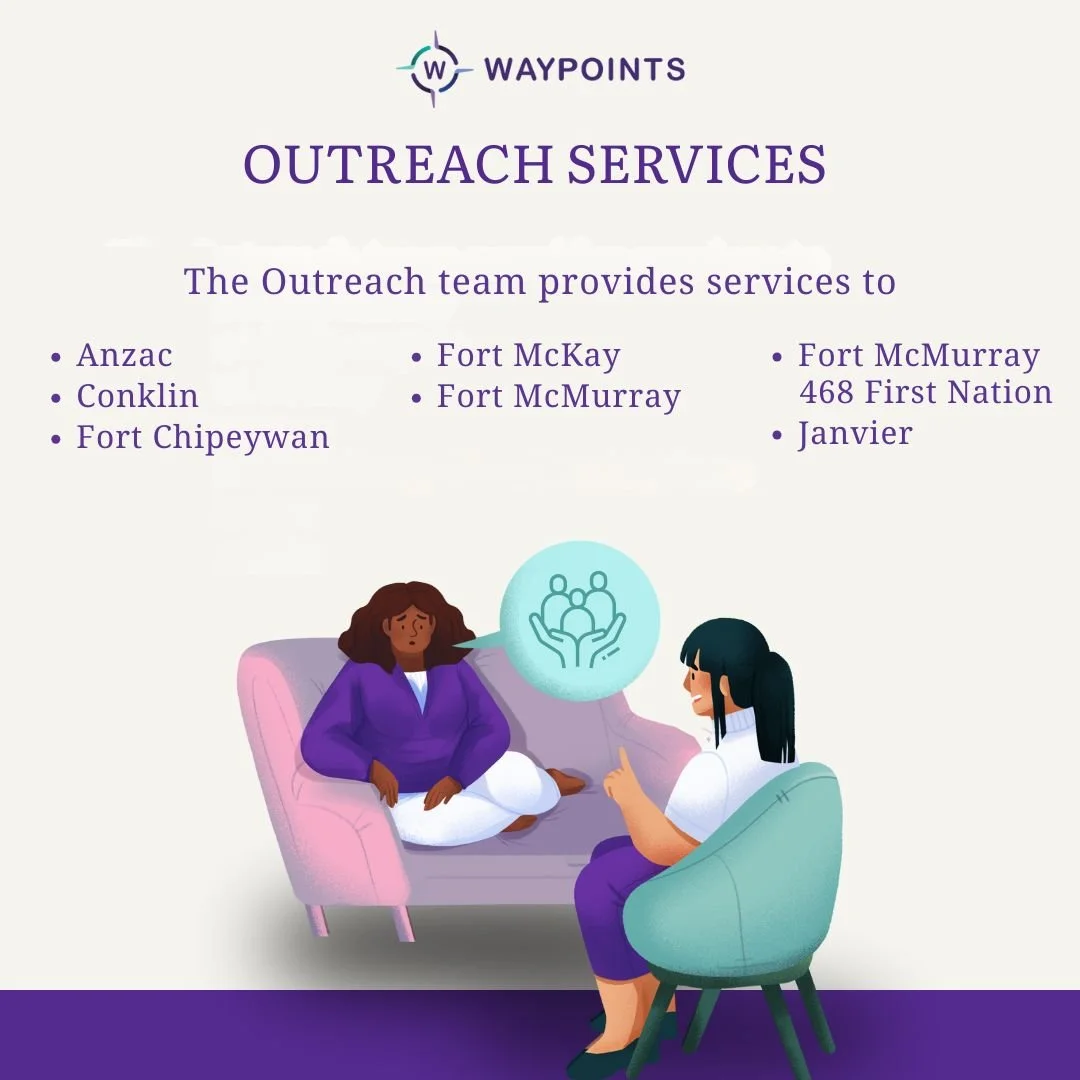 Waypoints&rsquo; Outreach Services provides accessible, no-cost support to individuals and families of all genders who are affected by domestic, family, and sexual violence. The program offers trauma-informed counselling, individual support, public e