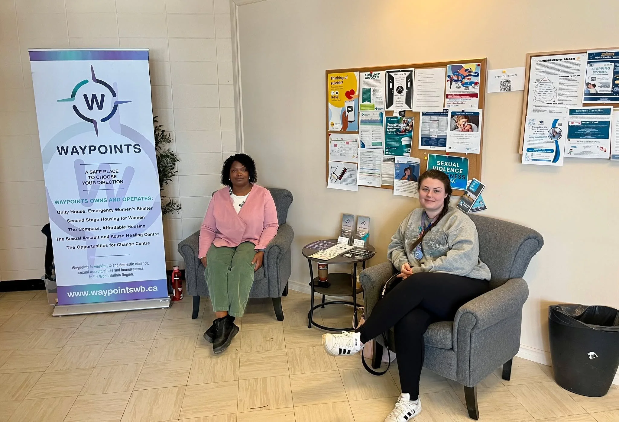 We're in @fortmckay today at the Family Support Center until 4:00PM 💜

Stop by to learn more about Waypoints programs and services, or just a friendly chat. We'd love to see you!